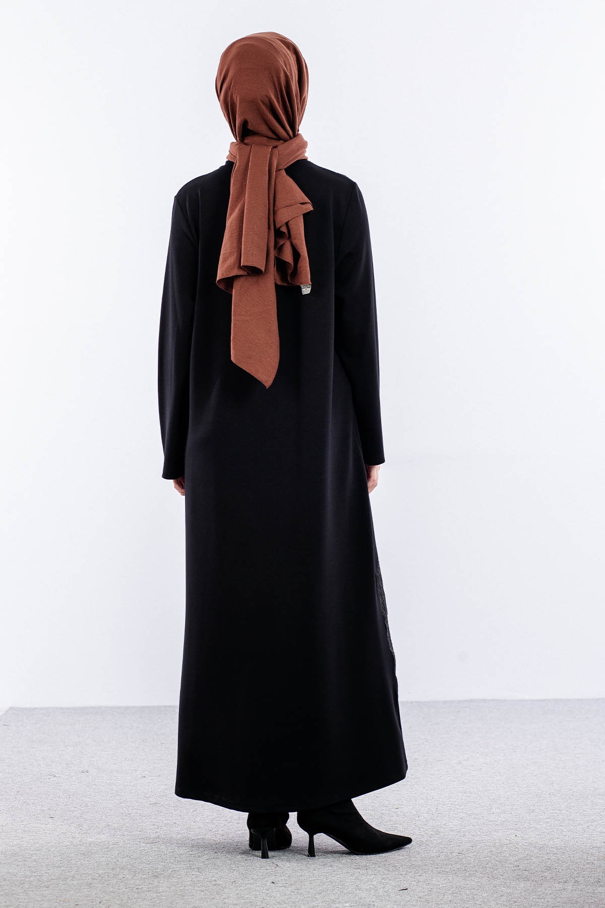 25275 Elbise 44-46-48 Sim Garni - Siyah - 5