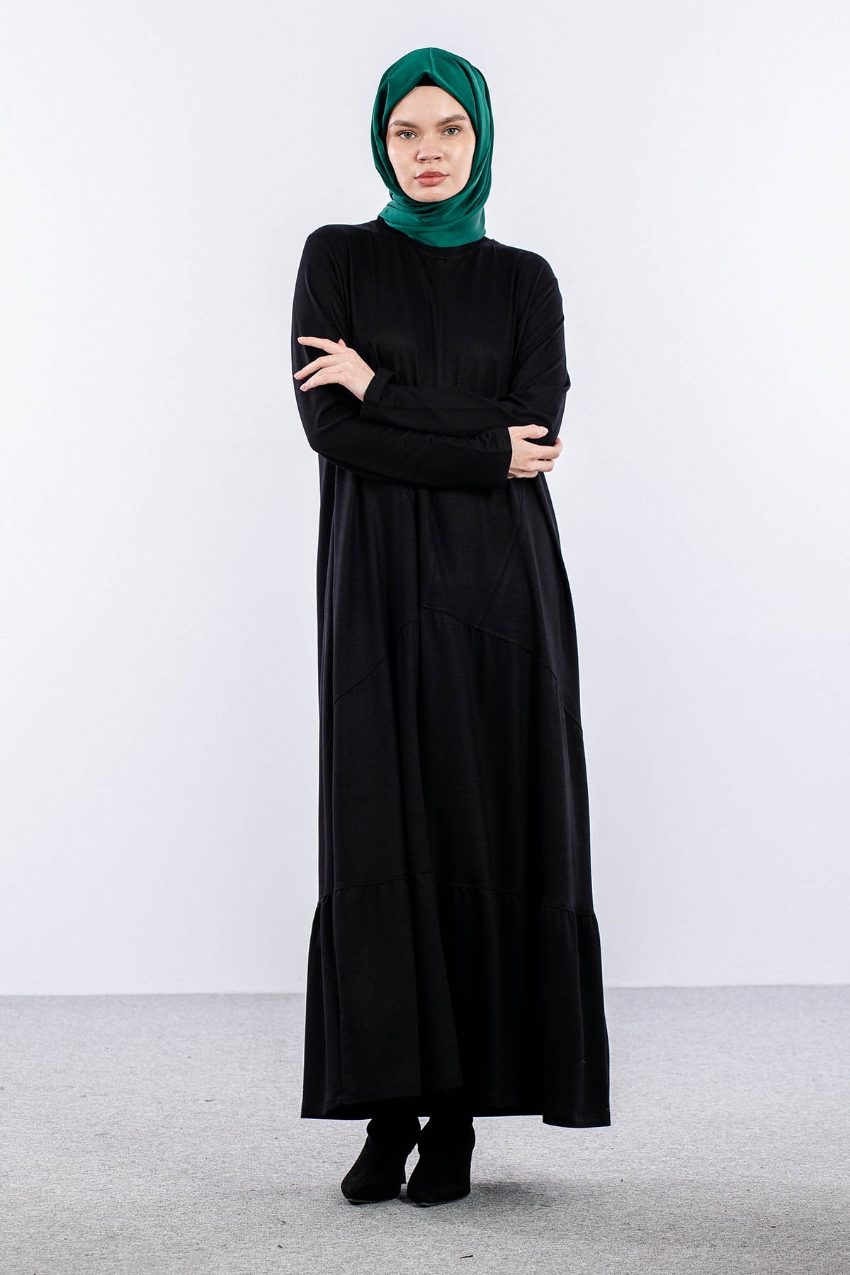 25284 Elbise 44-46-48 Sade - Siyah - 2