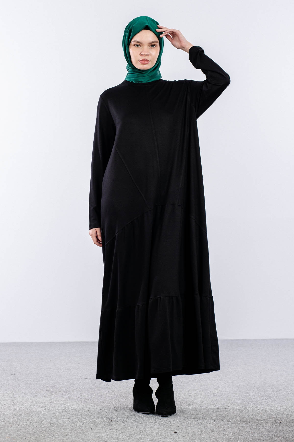 25284 Elbise 44-46-48 Sade - Siyah - 3