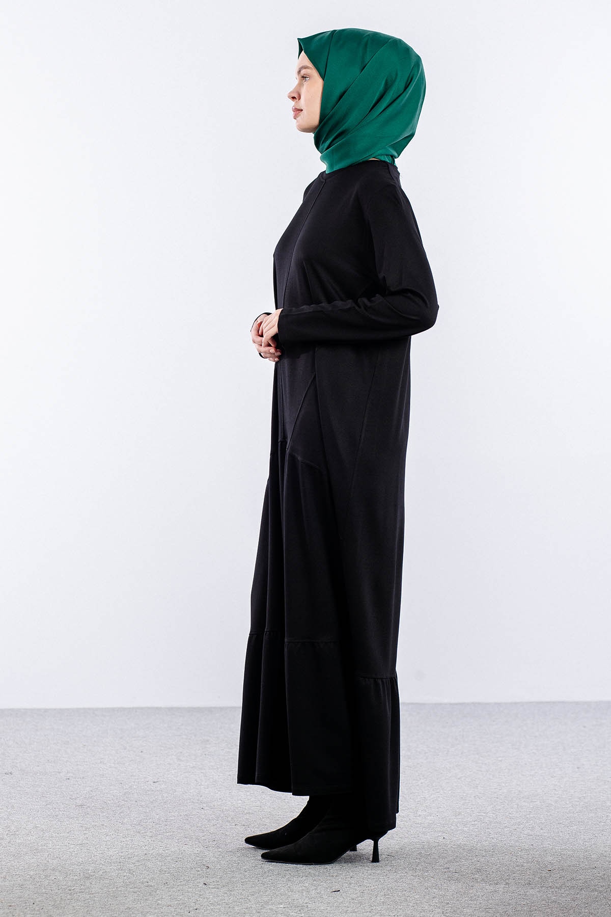 25284 Elbise 44-46-48 Sade - Siyah - 4