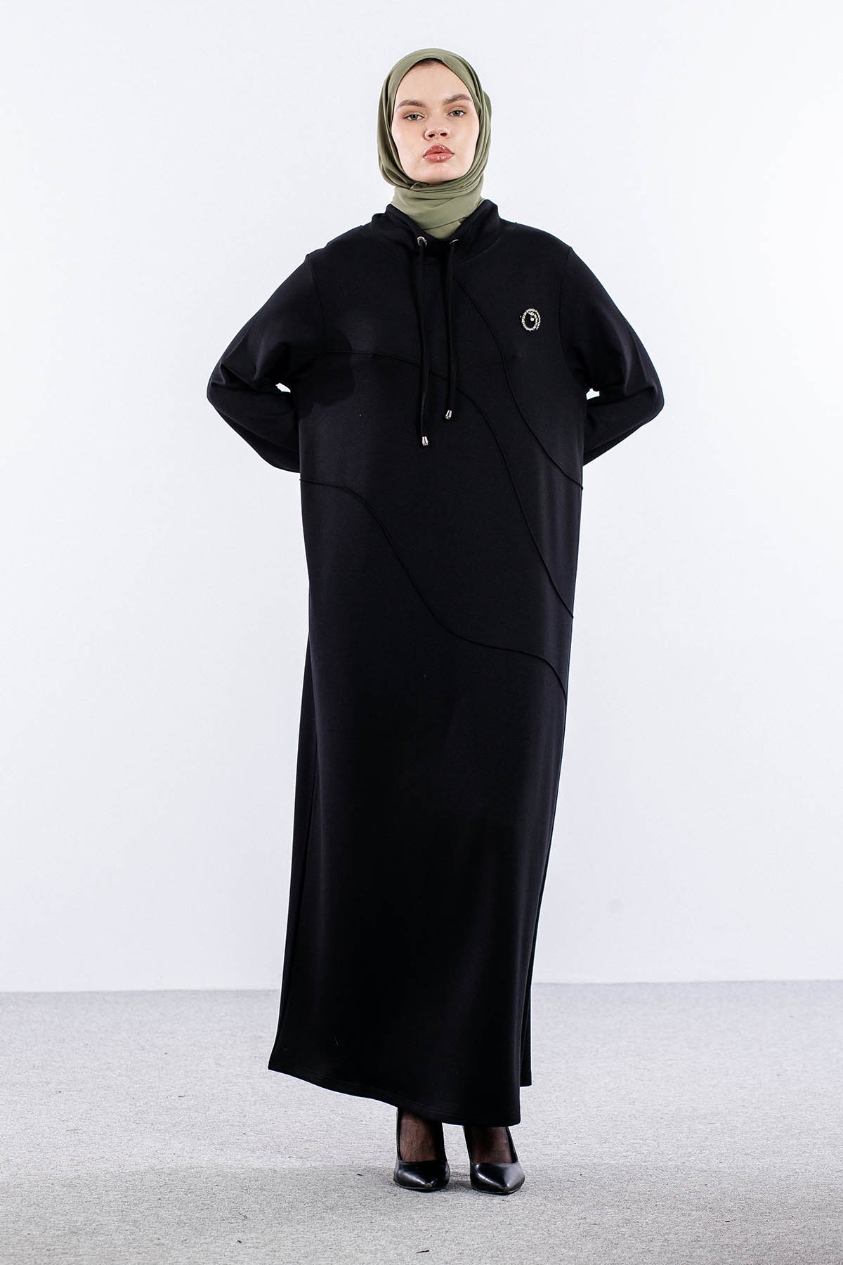 25292 Elbise 44-46-48 Yarim Balikçi - Siyah - 1