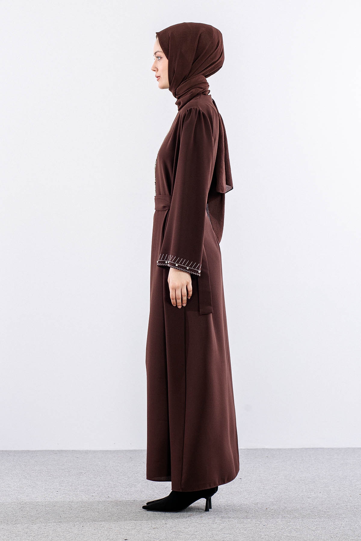 2561 Elbi̇se 44-52 Kol Ve Yan Tas Detay - Kahve - 4