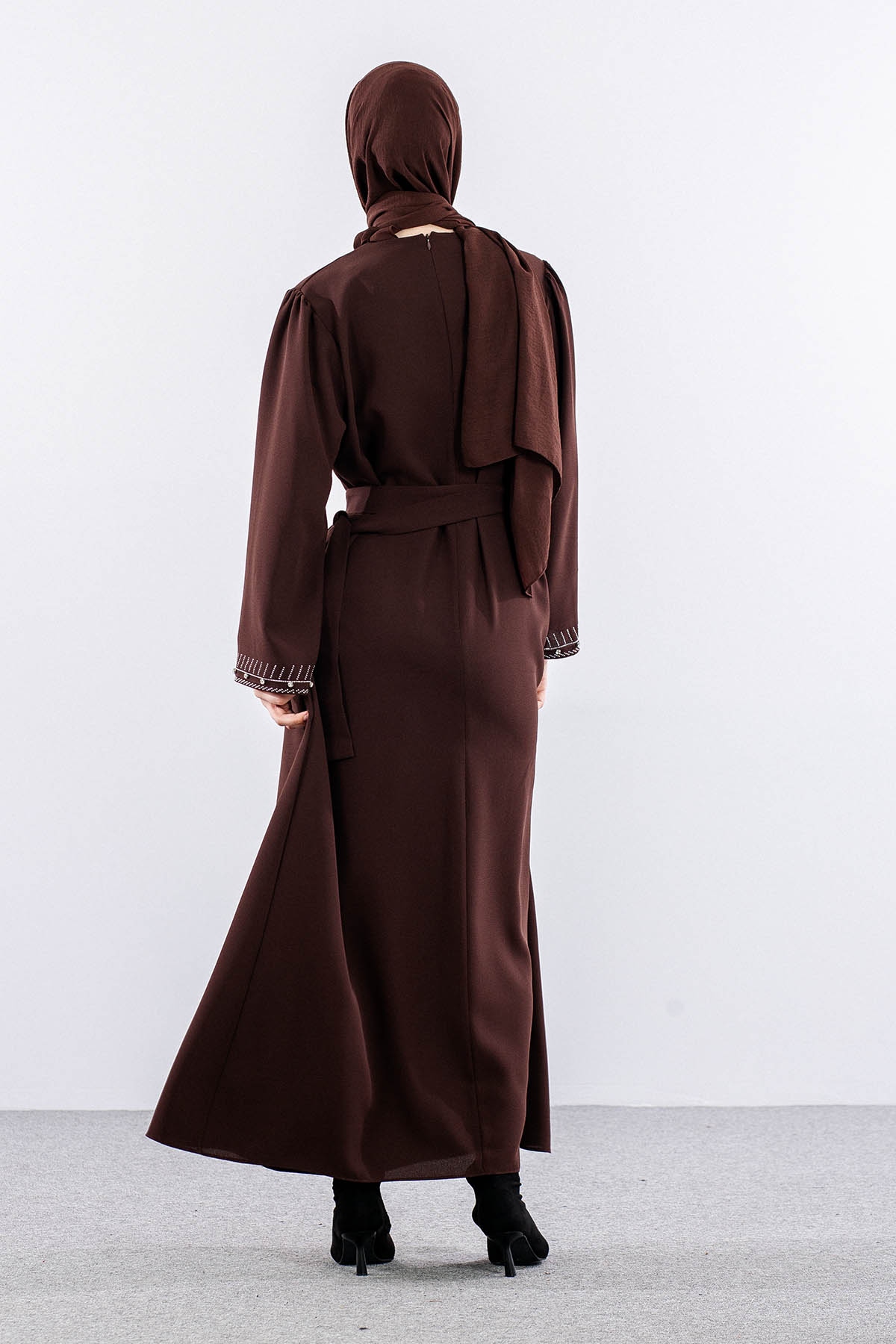 2561 Elbi̇se 44-52 Kol Ve Yan Tas Detay - Kahve - 5