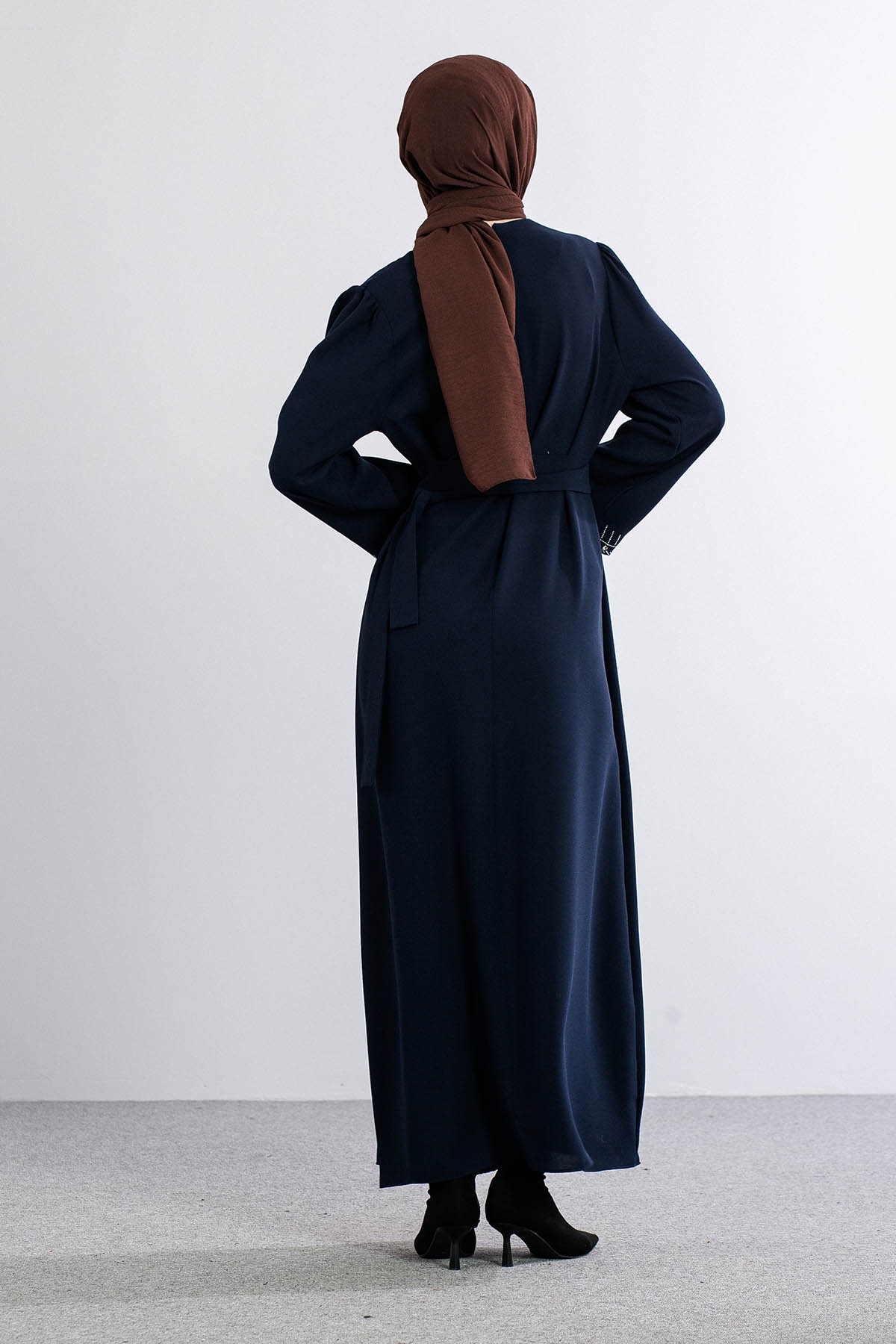 2561 Elbi̇se 44-52 Kol Ve Yan Tas Detay - Lacivert - 4