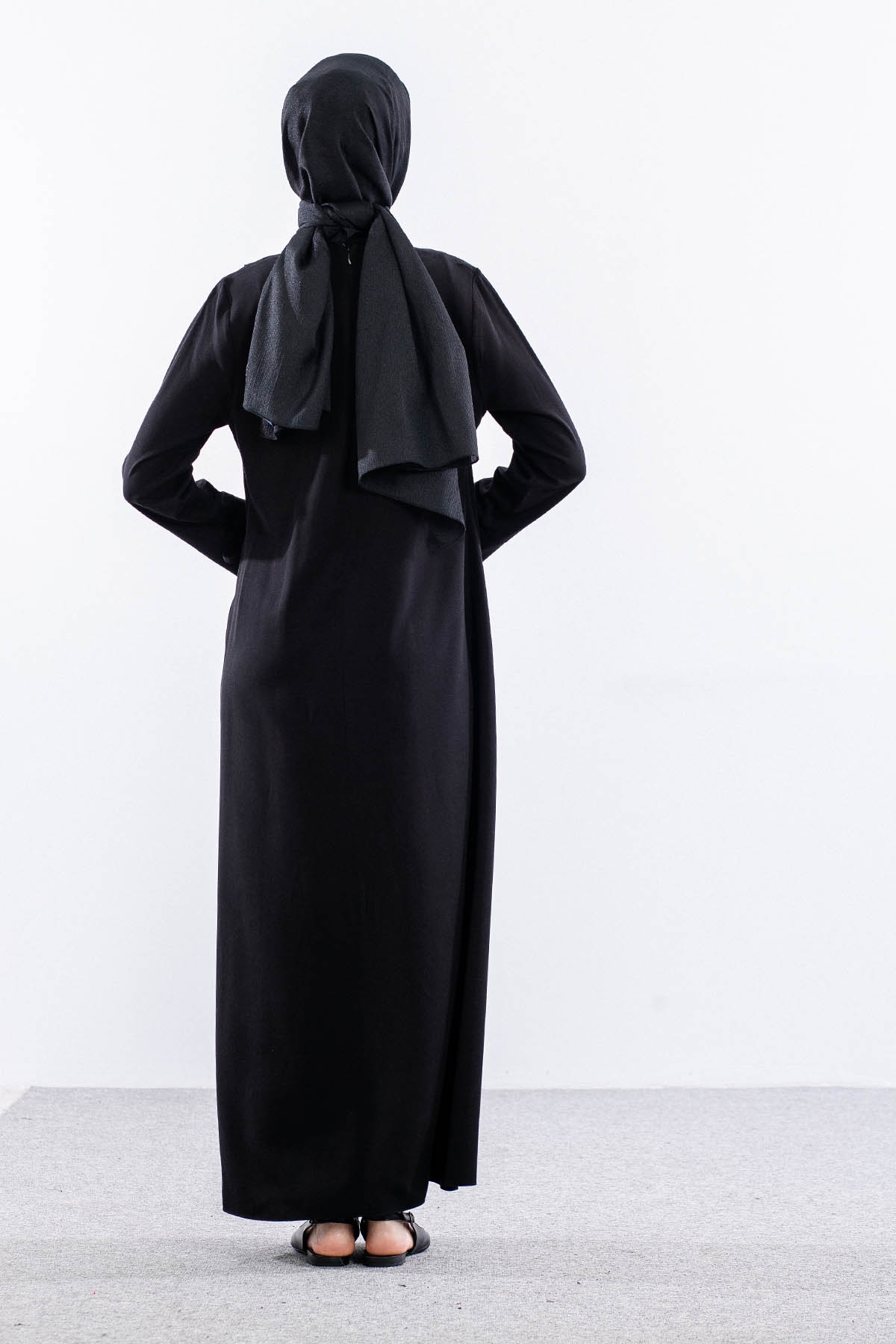 2580 Elbise 38-46 Omuz Toka Detay - Siyah - 5