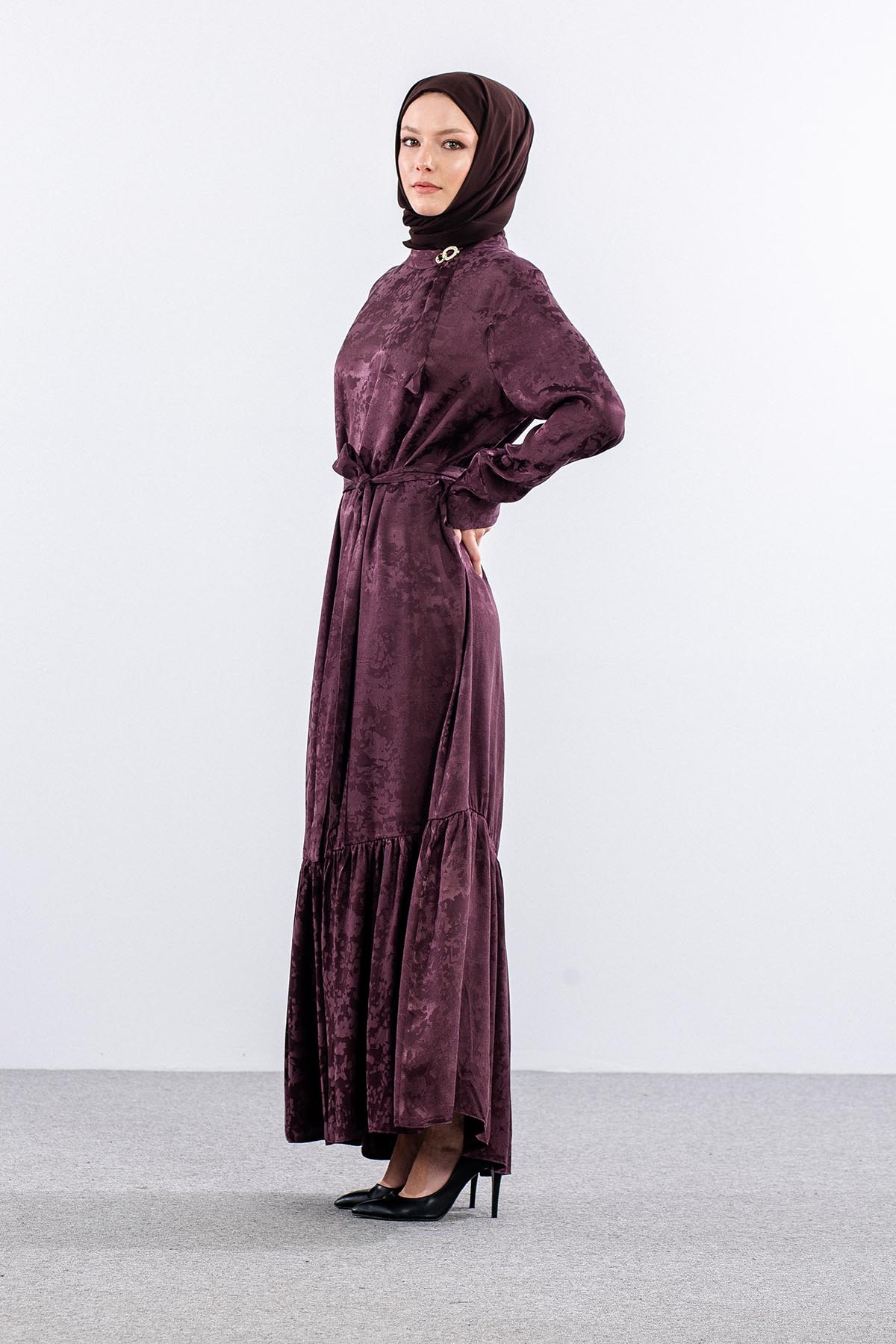 2593 Elbi̇se 40-48 Jakar Sik Detay - Bordo - 3