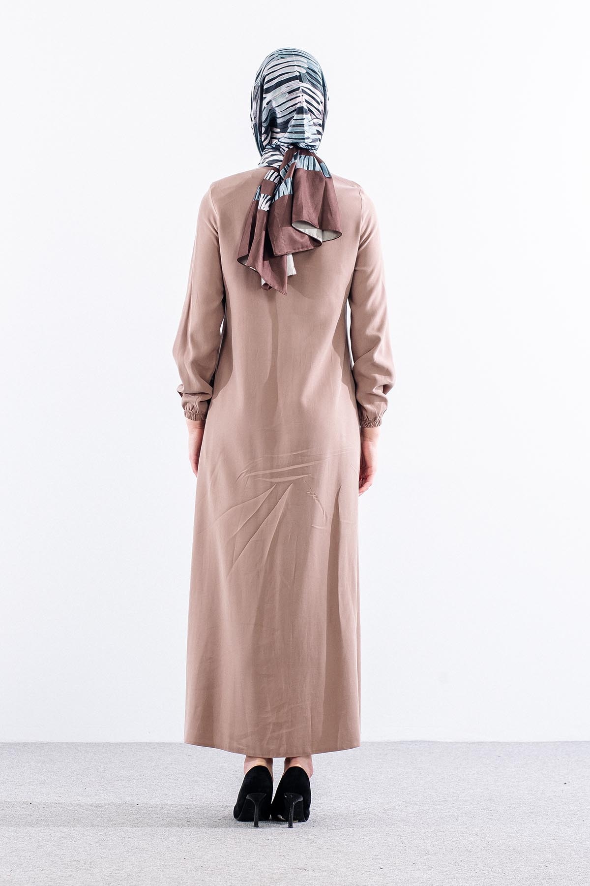 2616 Ferace 42-52 Tencel Duz Ipli - Bej - 5