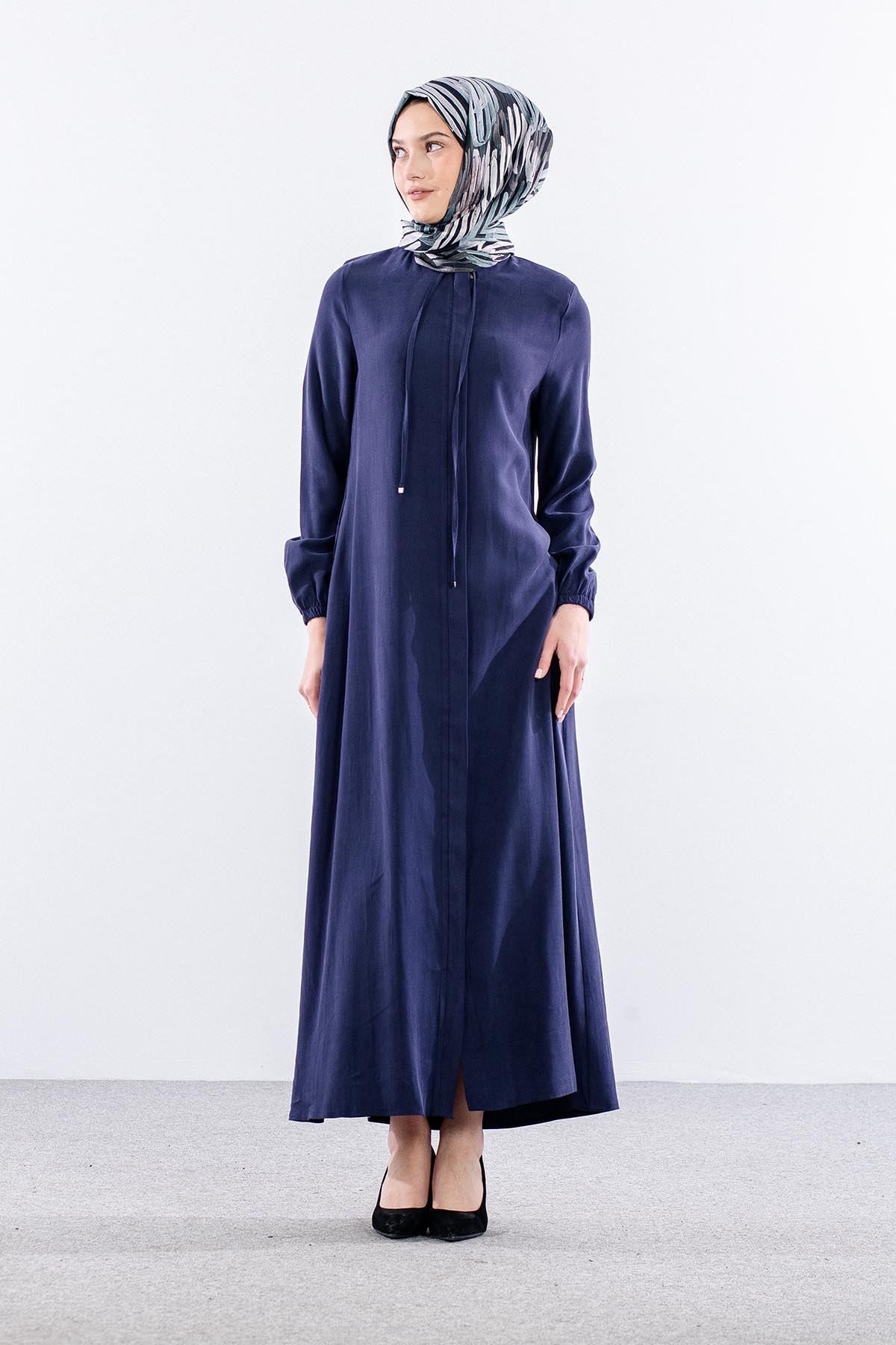 2616 Ferace 42-52 Tencel Duz Ipli - Lacivert - 2