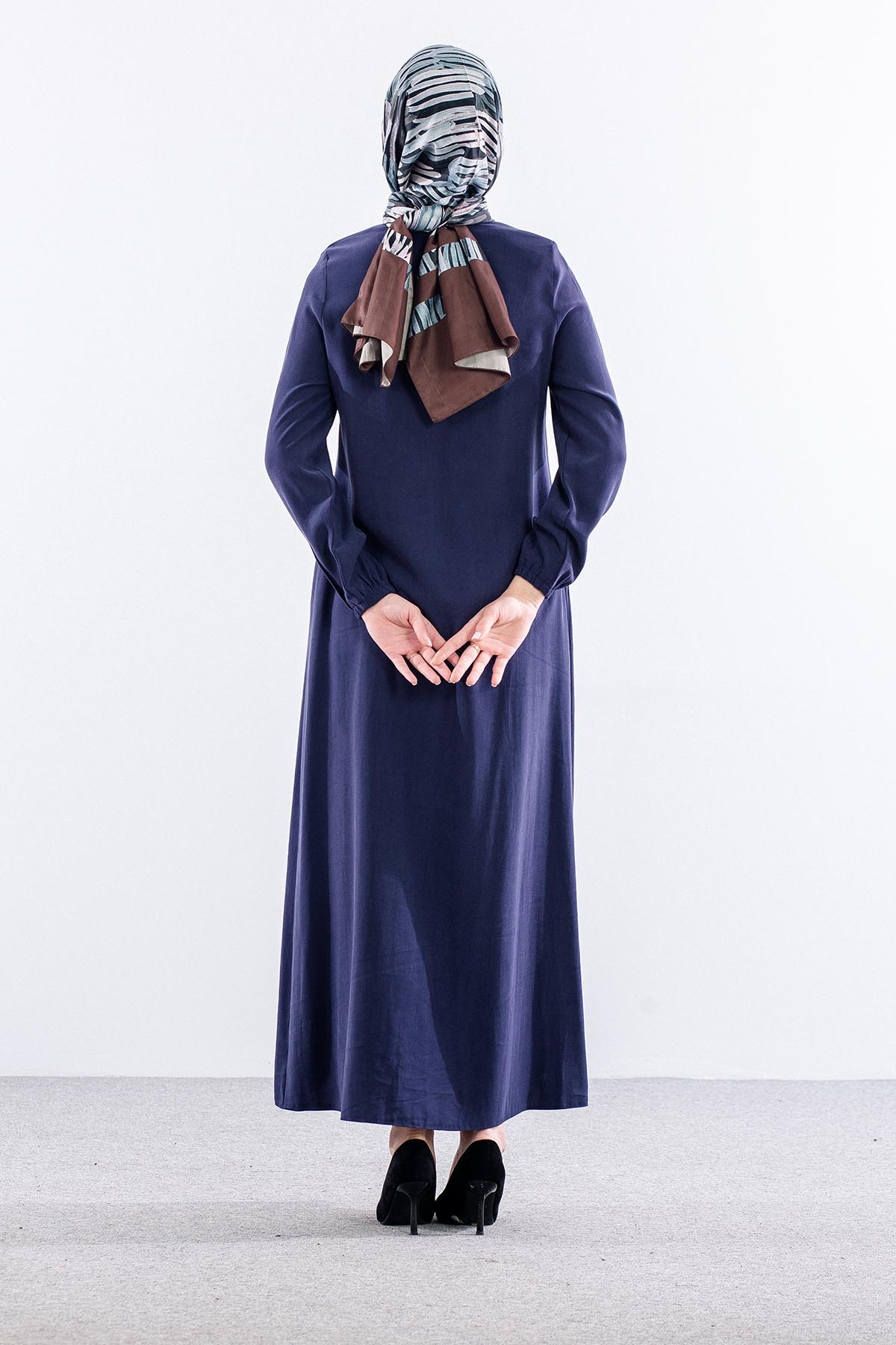2616 Ferace 42-52 Tencel Duz Ipli - Lacivert - 5