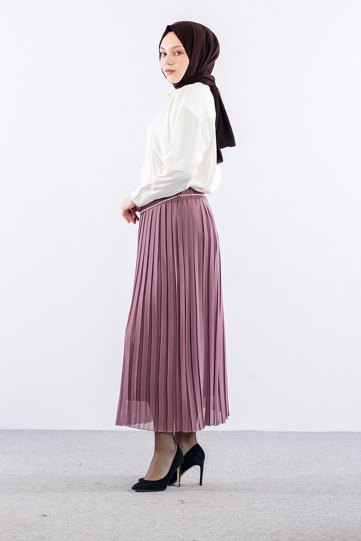 3023 Etek 38-48 Pli̇se Si̇fon - Gulkurusu - 3