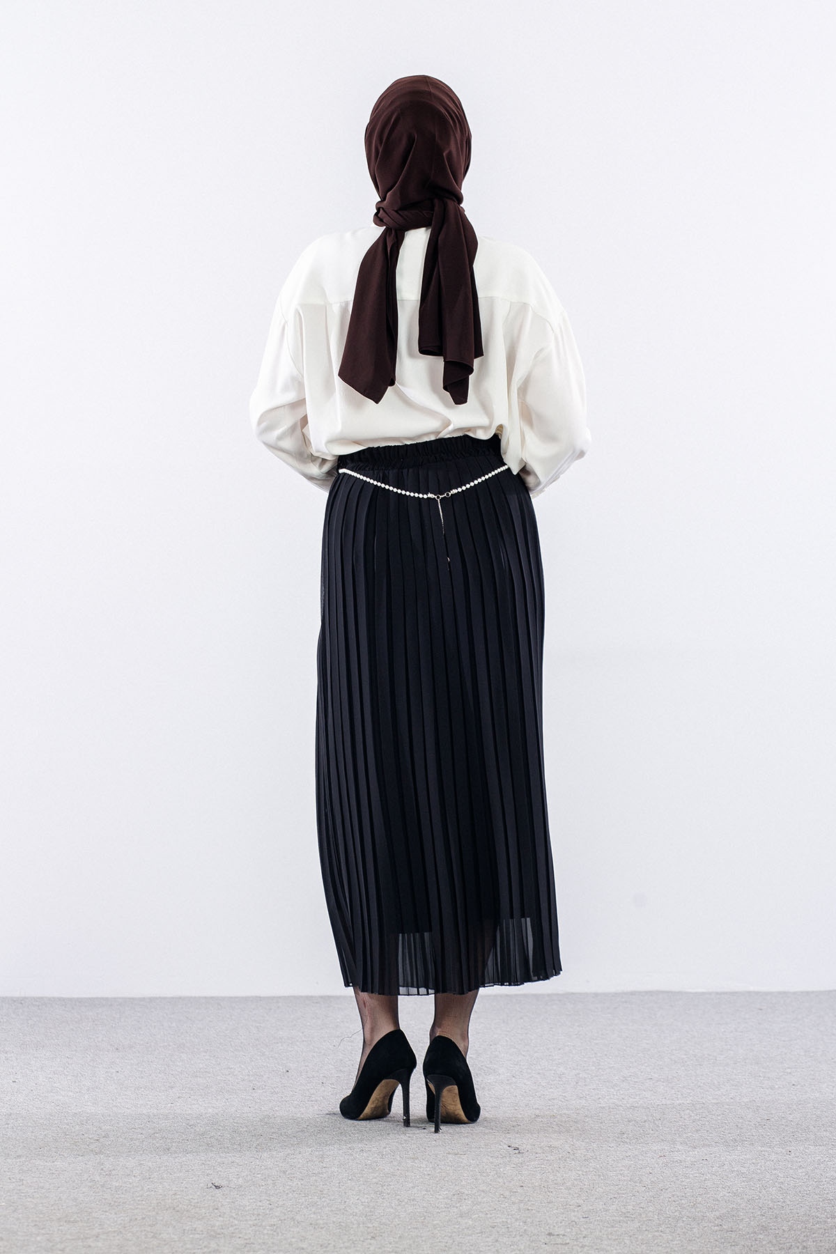 3023 Etek 38-48 Pli̇se Si̇fon - Siyah - 4