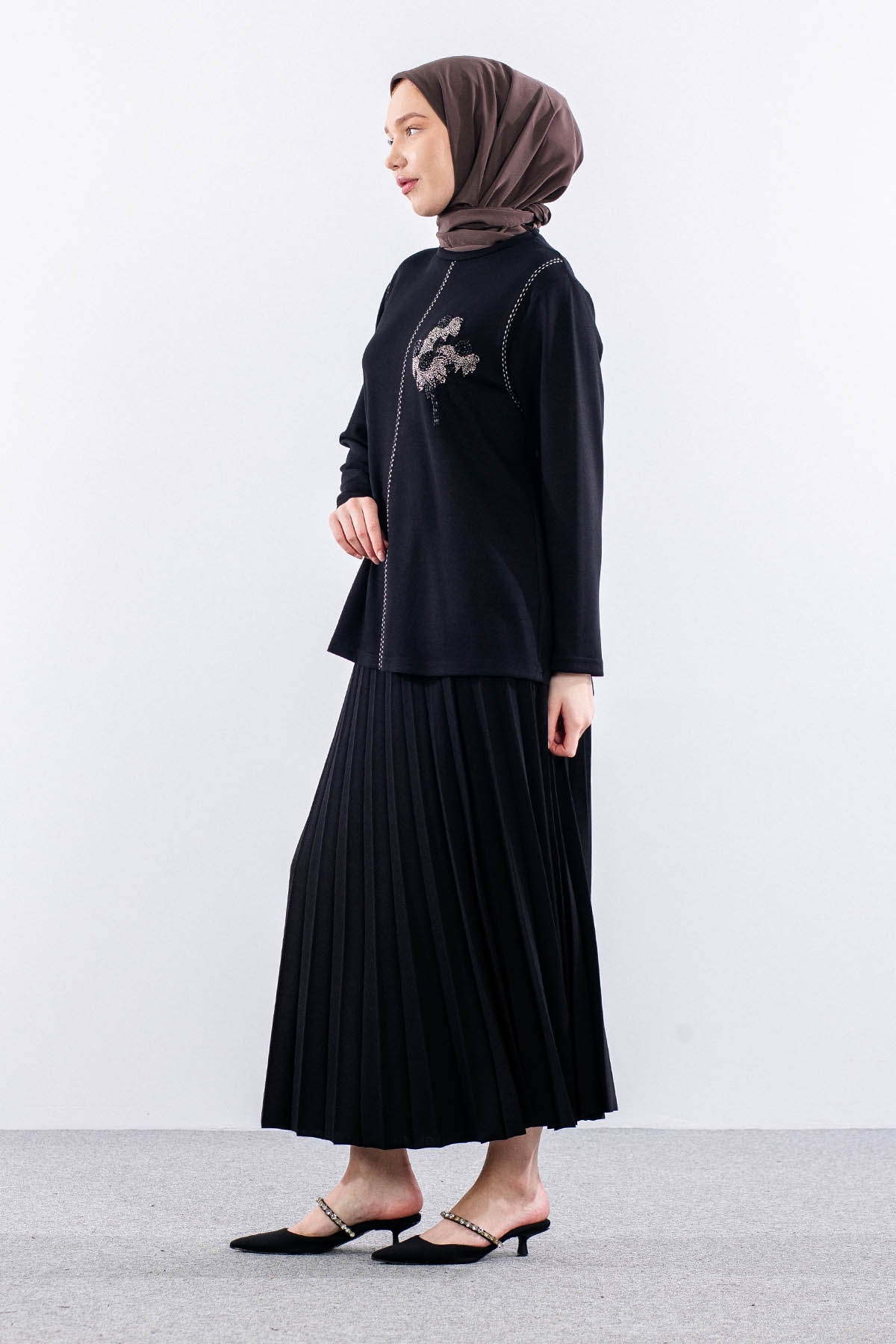 305 E.takim 40-46 Gul Islemeli - Siyah - 3