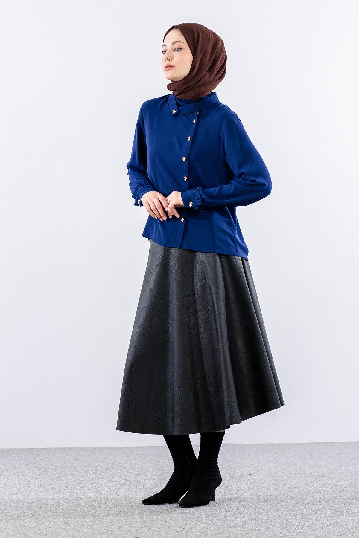 3078 Gömlek 40-48 - Lacivert - 3