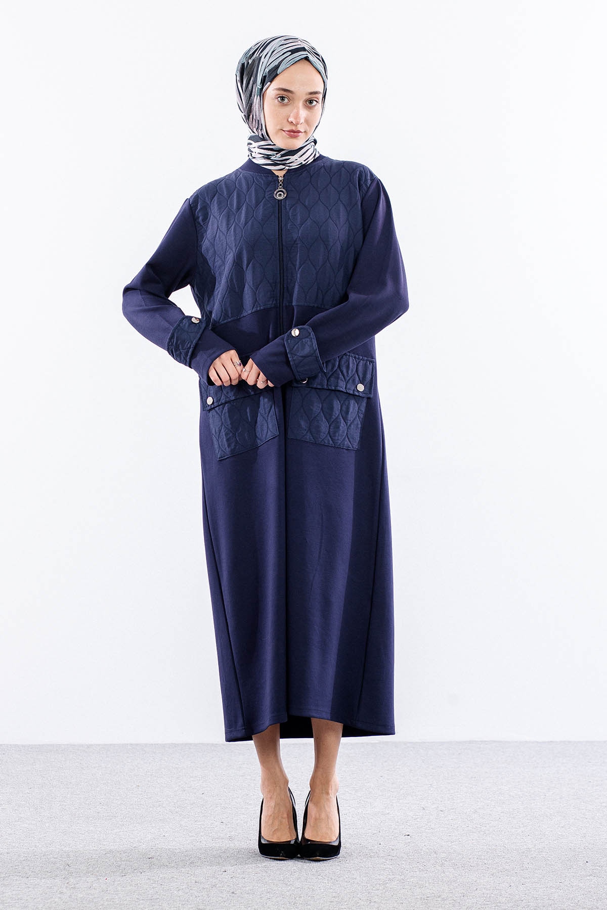 308 Spor Kap 40-50 Kapitone Fermuar - Lacivert - 1