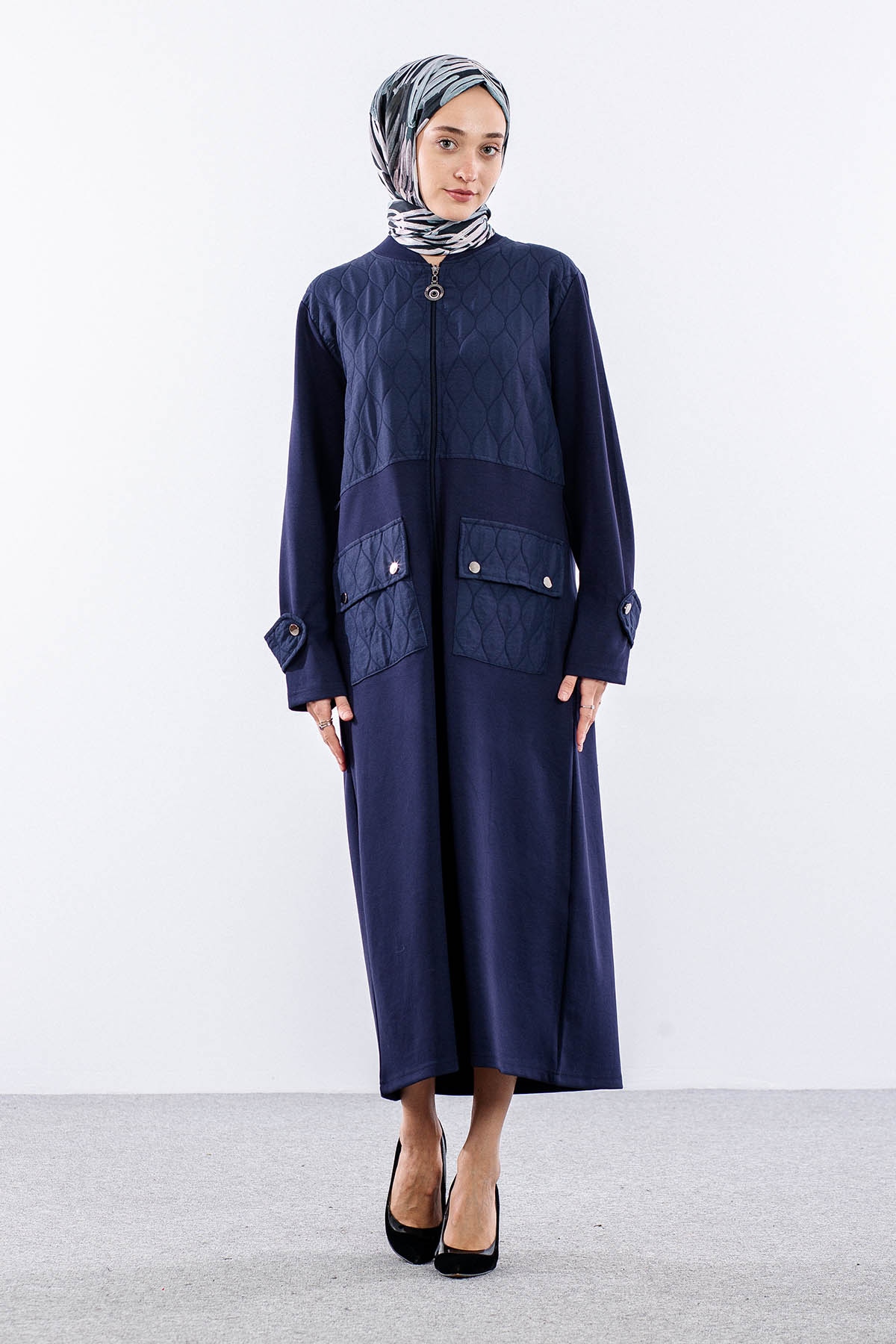 308 Spor Kap 40-50 Kapitone Fermuar - Lacivert - 2