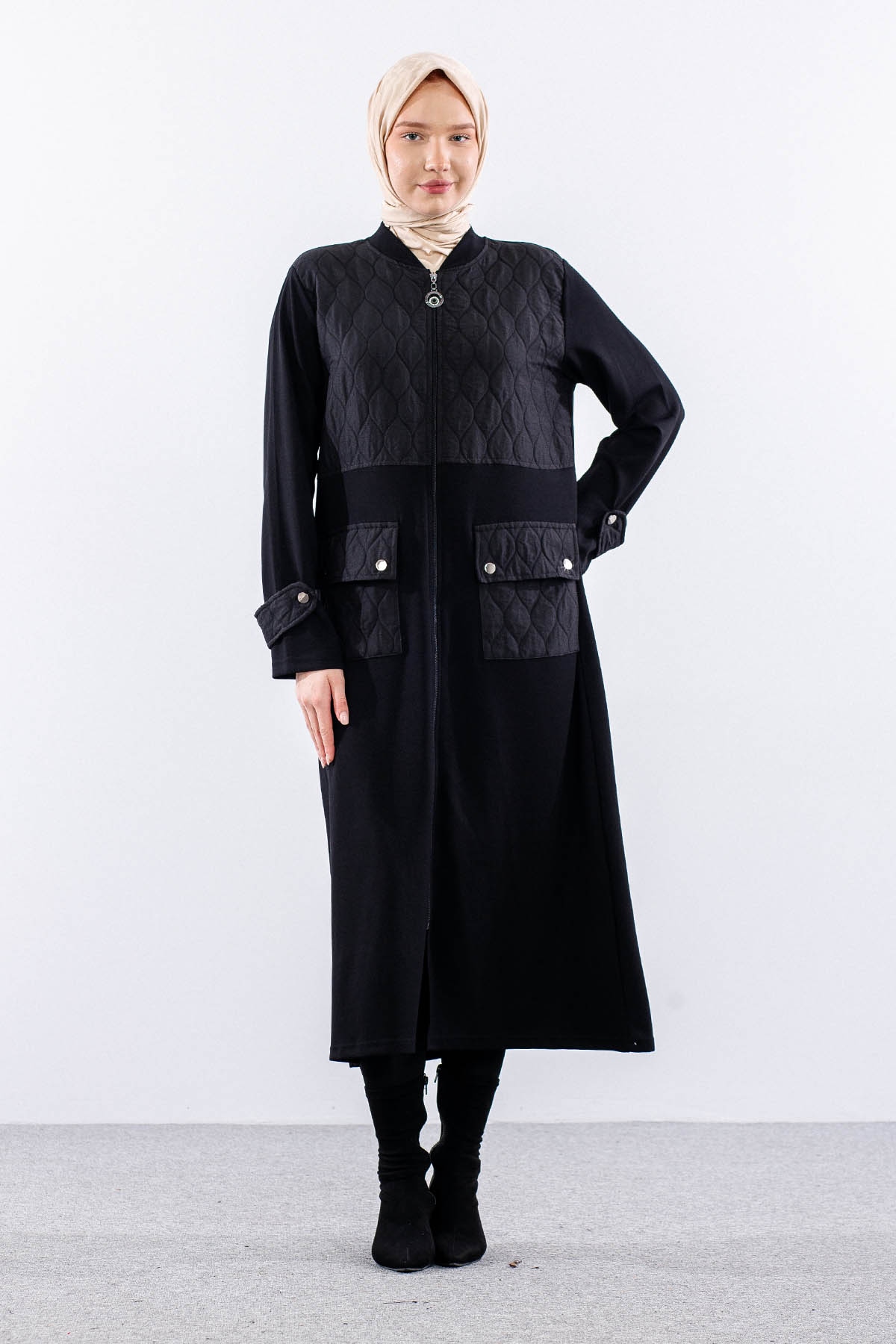 308 Spor Kap 40-50 Kapitone Fermuar - Siyah - 2