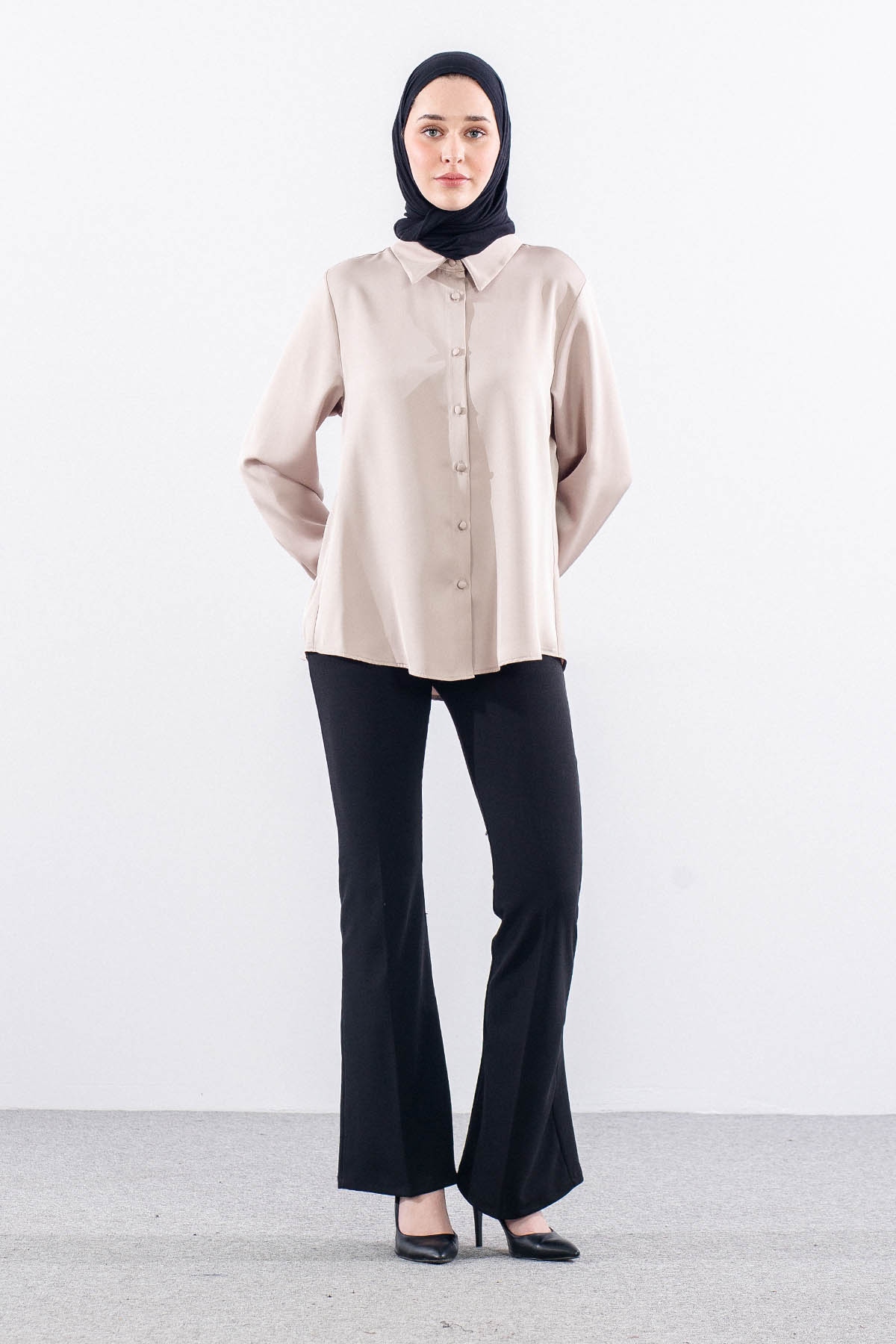 3080 Gömlek 42-50 Saten - Bej - 3