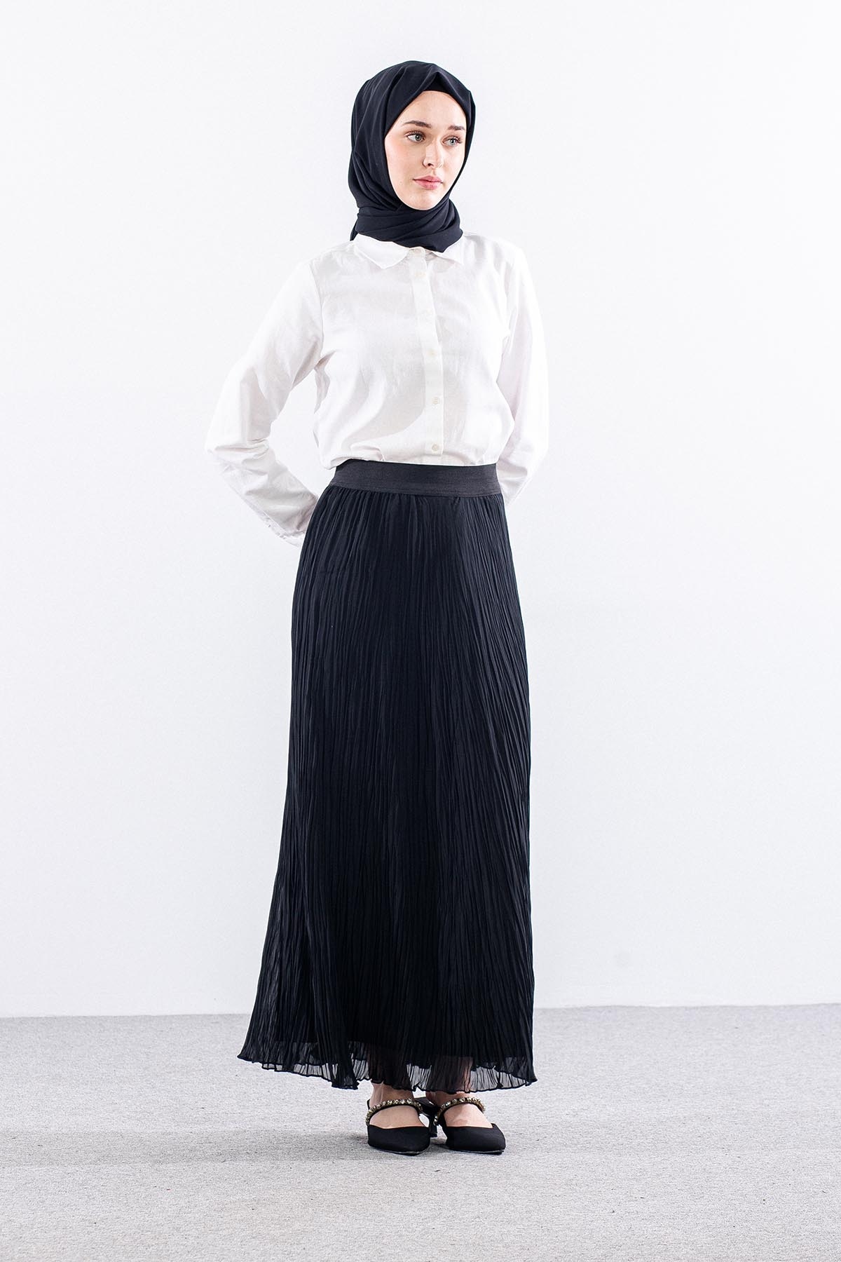 3342 Etek 1-2-3 Sifon Kumas - Siyah - 3