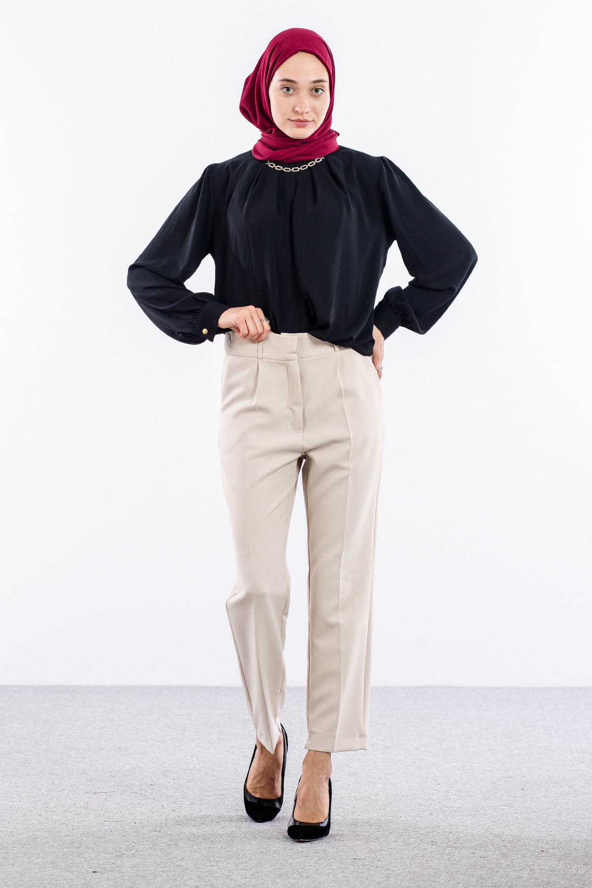 3346 Pantolon 38-48 - Bej - 1