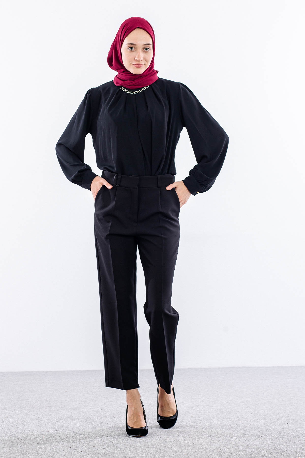 3346 Pantolon 38-48 - Siyah - 1