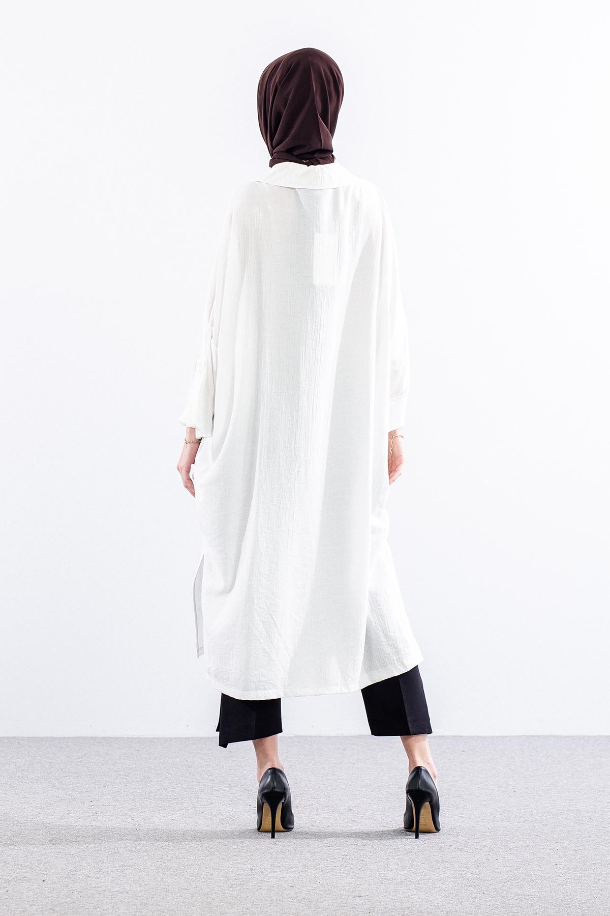 34296 Tunik Tek Oversize - Ekru - 4
