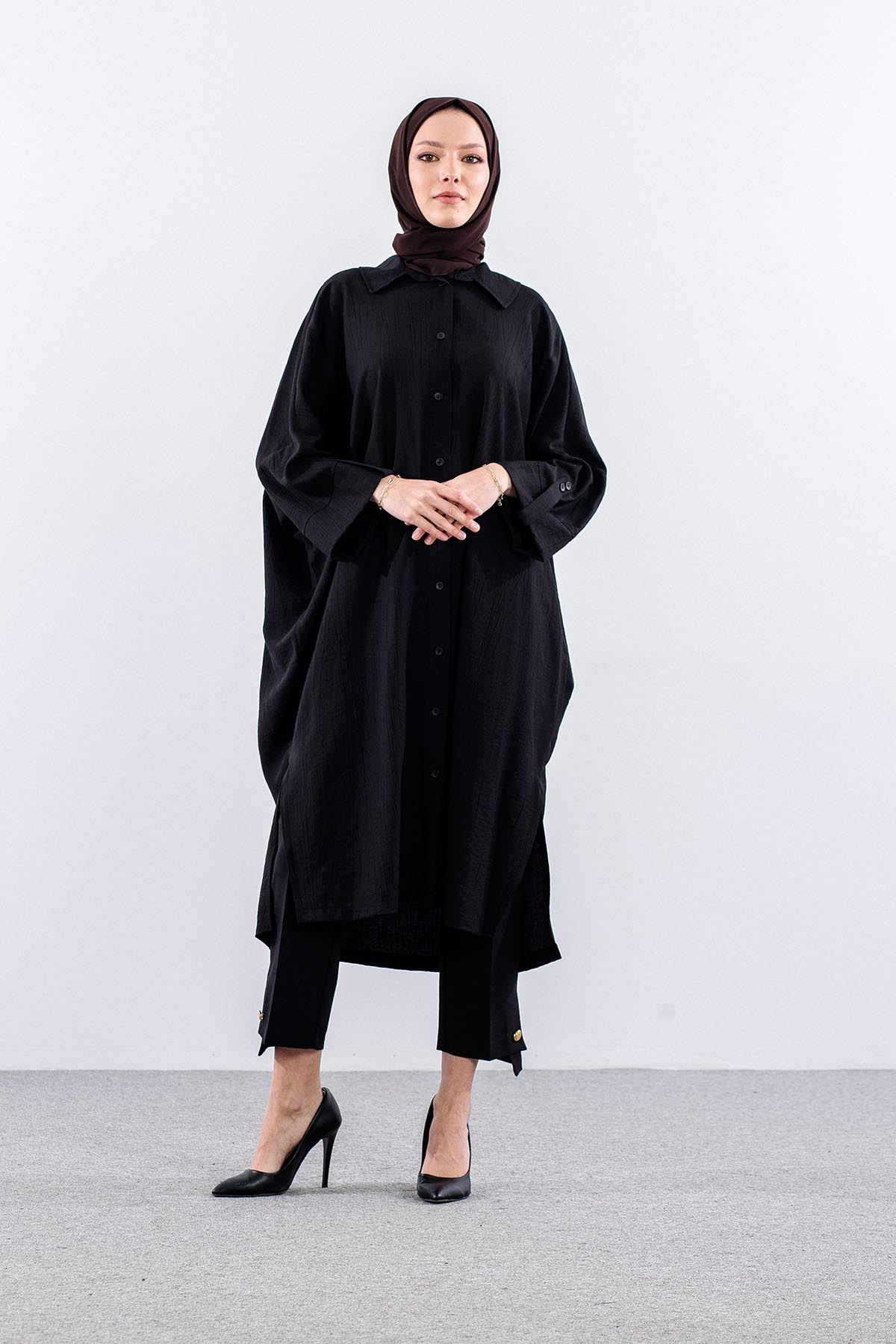 34296 Tunik Tek Oversize - Siyah - 1