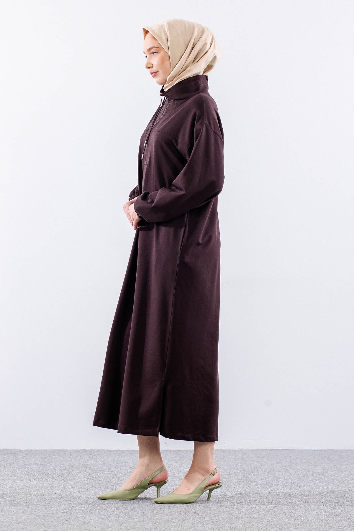 35742 Elbise Tek Keşık Detay - Kahve - 3