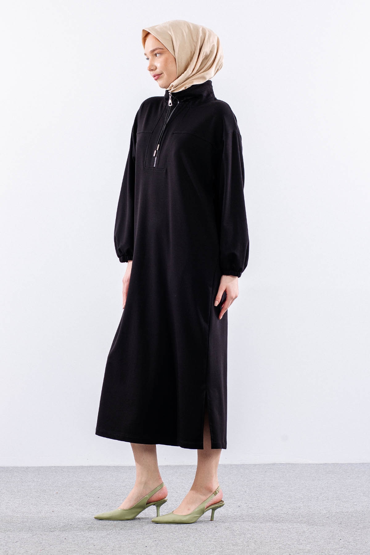 35742 Elbise Tek Keşık Detay - Siyah - 4