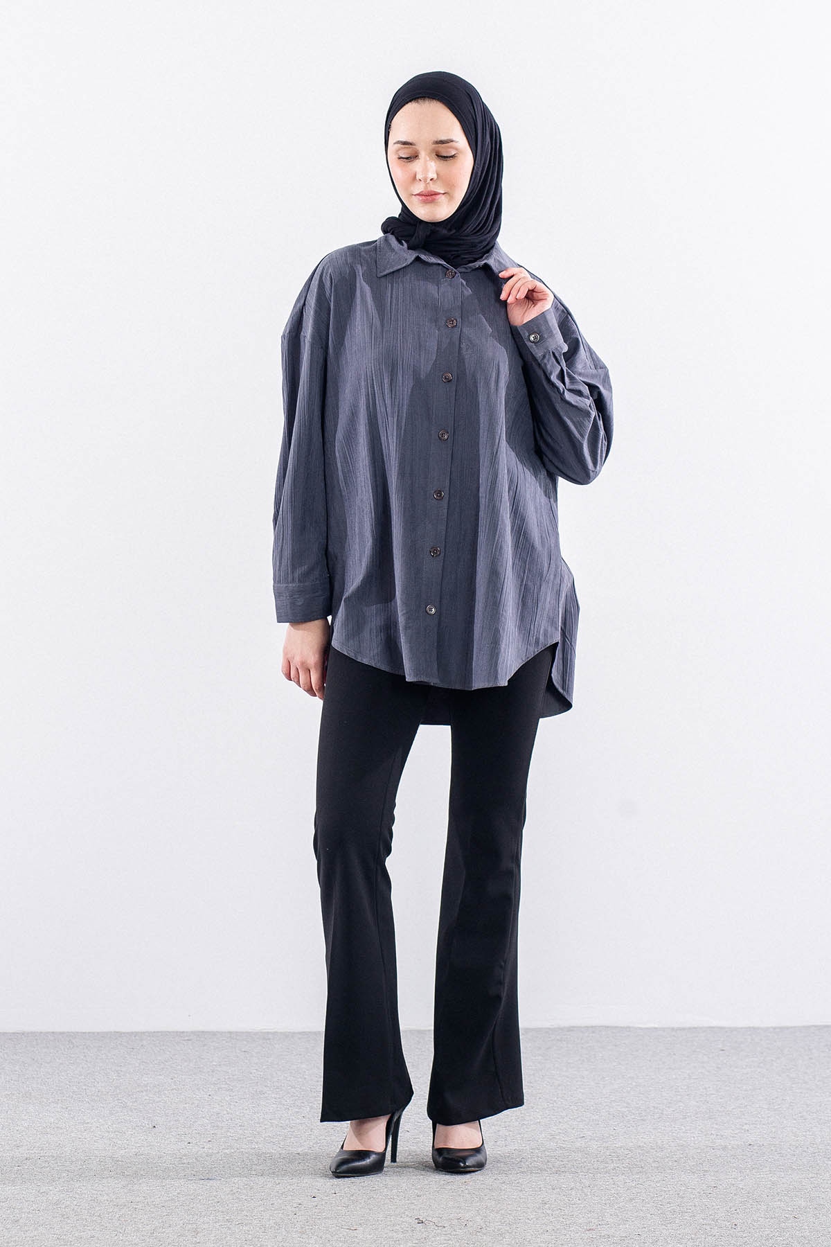 36221 Gömlek Tek Burumcuk - Antrasit - 3