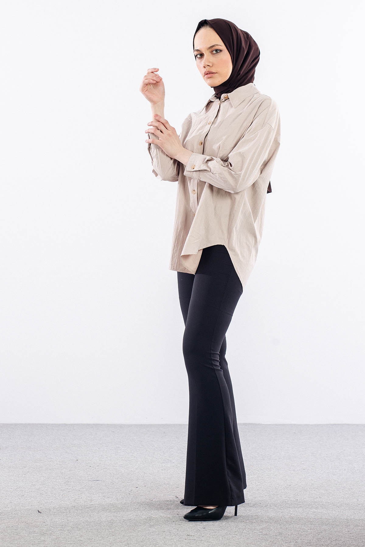 36221 Gömlek Tek Burumcuk - Bej - 3