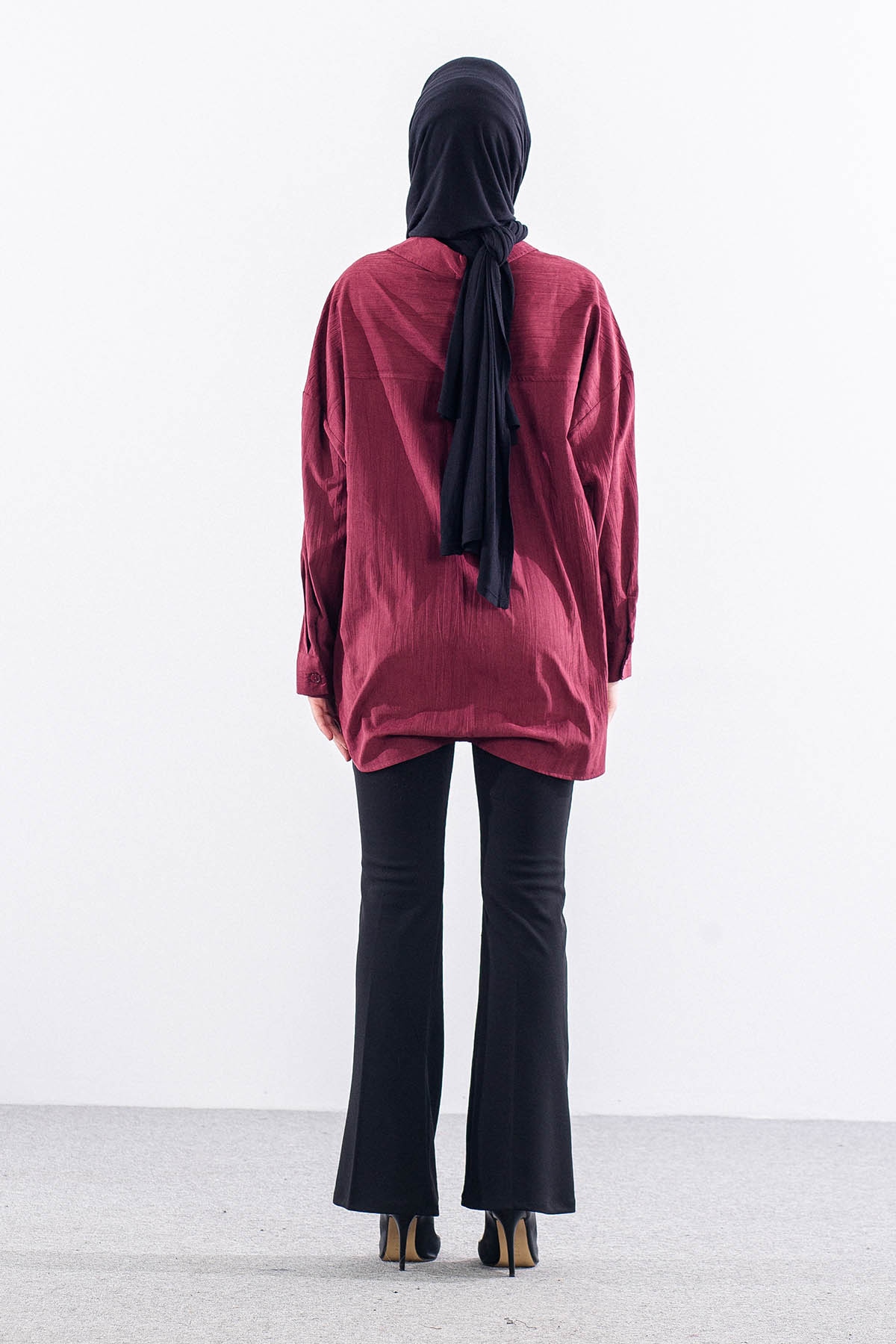 36221 Gömlek Tek Burumcuk - Bordo - 5