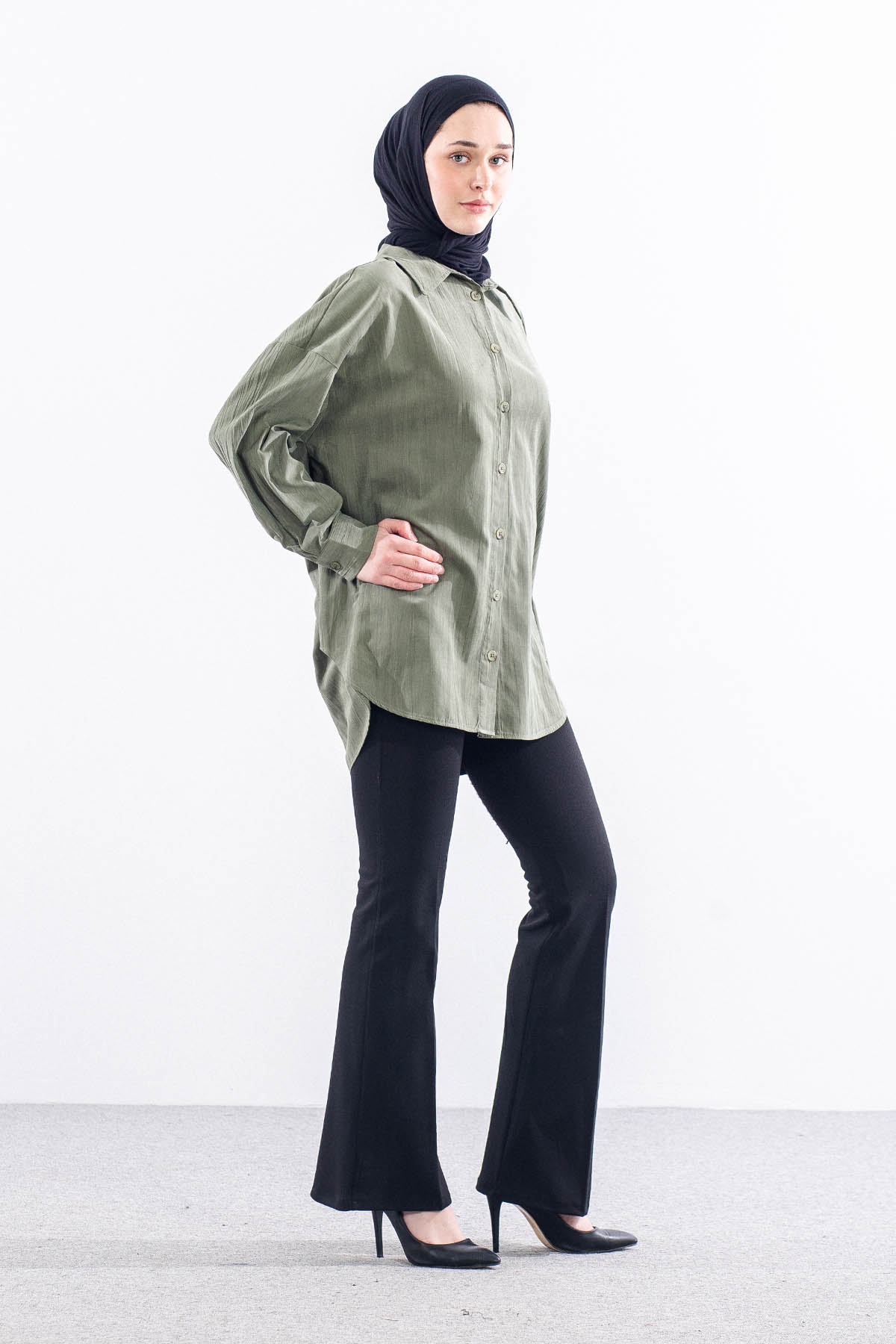 36221 Gömlek Tek Burumcuk - Haki - 4