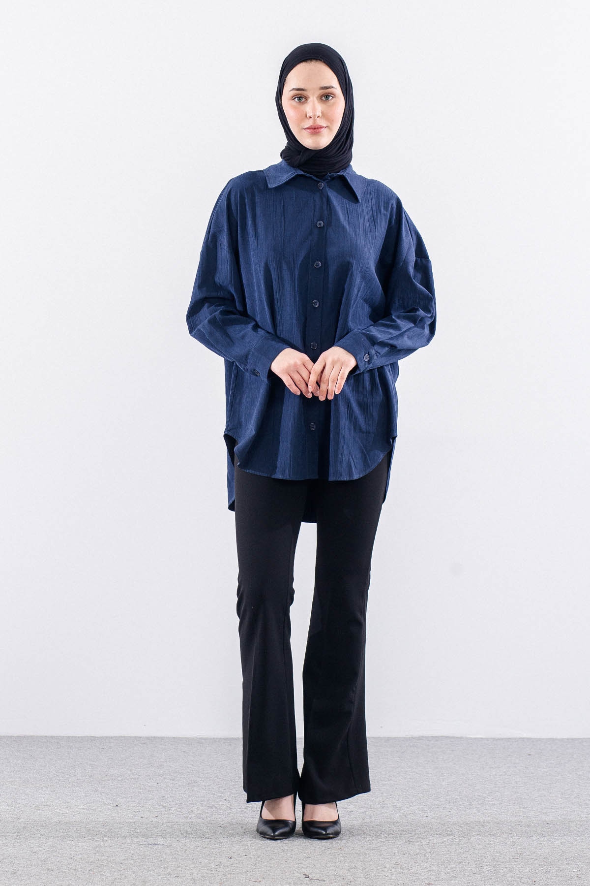 36221 Gömlek Tek Burumcuk - Lacivert - 1