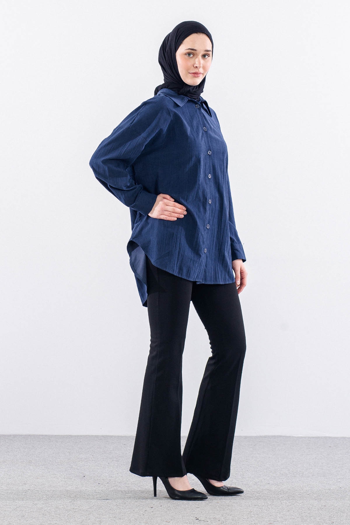 36221 Gömlek Tek Burumcuk - Lacivert - 4