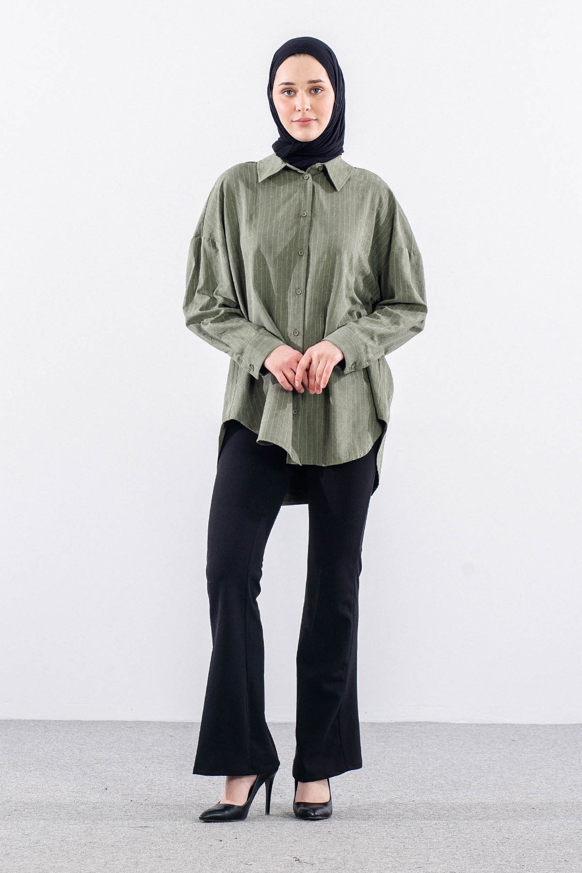 36222 Gömlek Tek Cizgili - Haki - 1