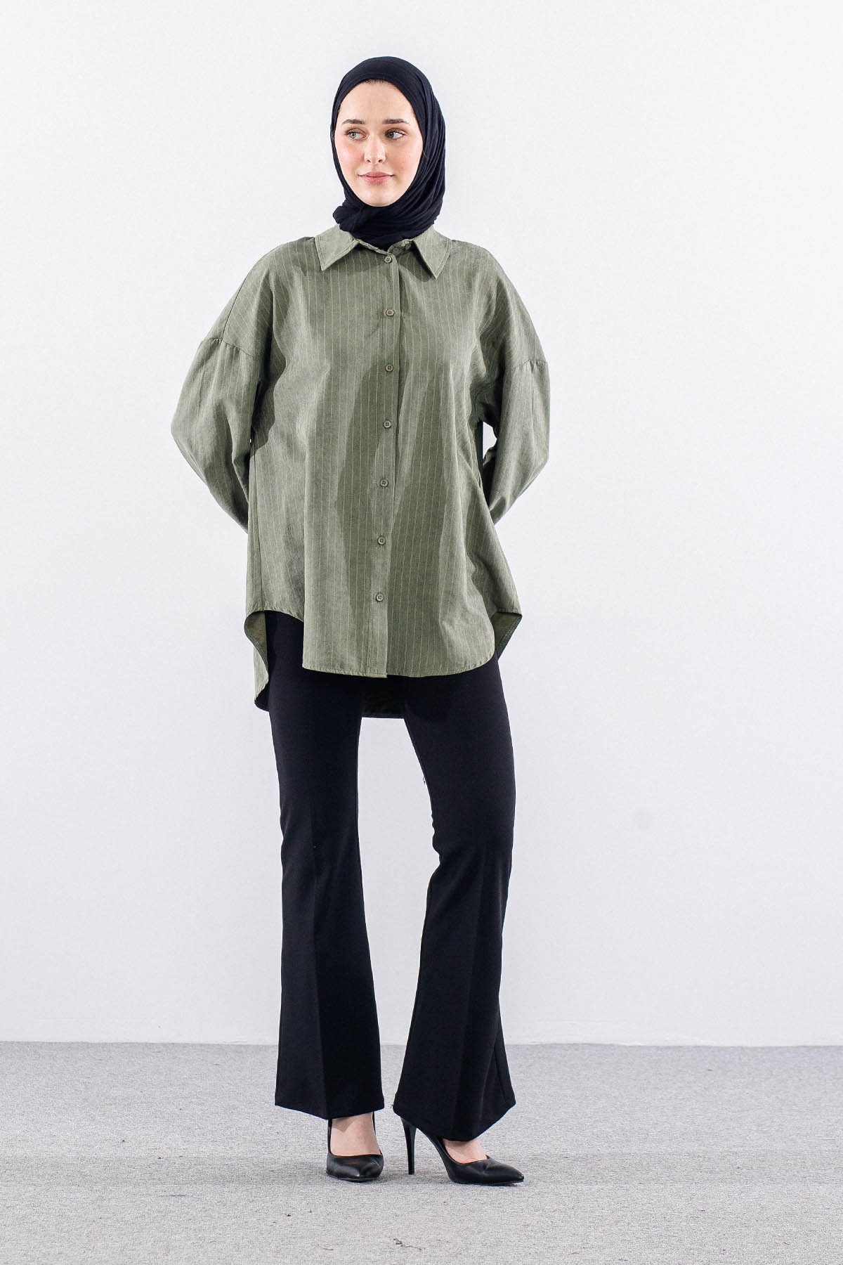 36222 Gömlek Tek Cizgili - Haki - 2