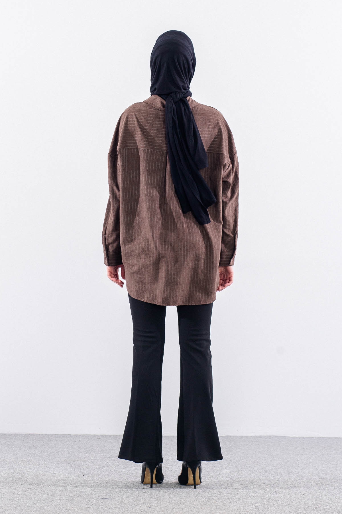 36222 Gömlek Tek Cizgili - Kahve - 5