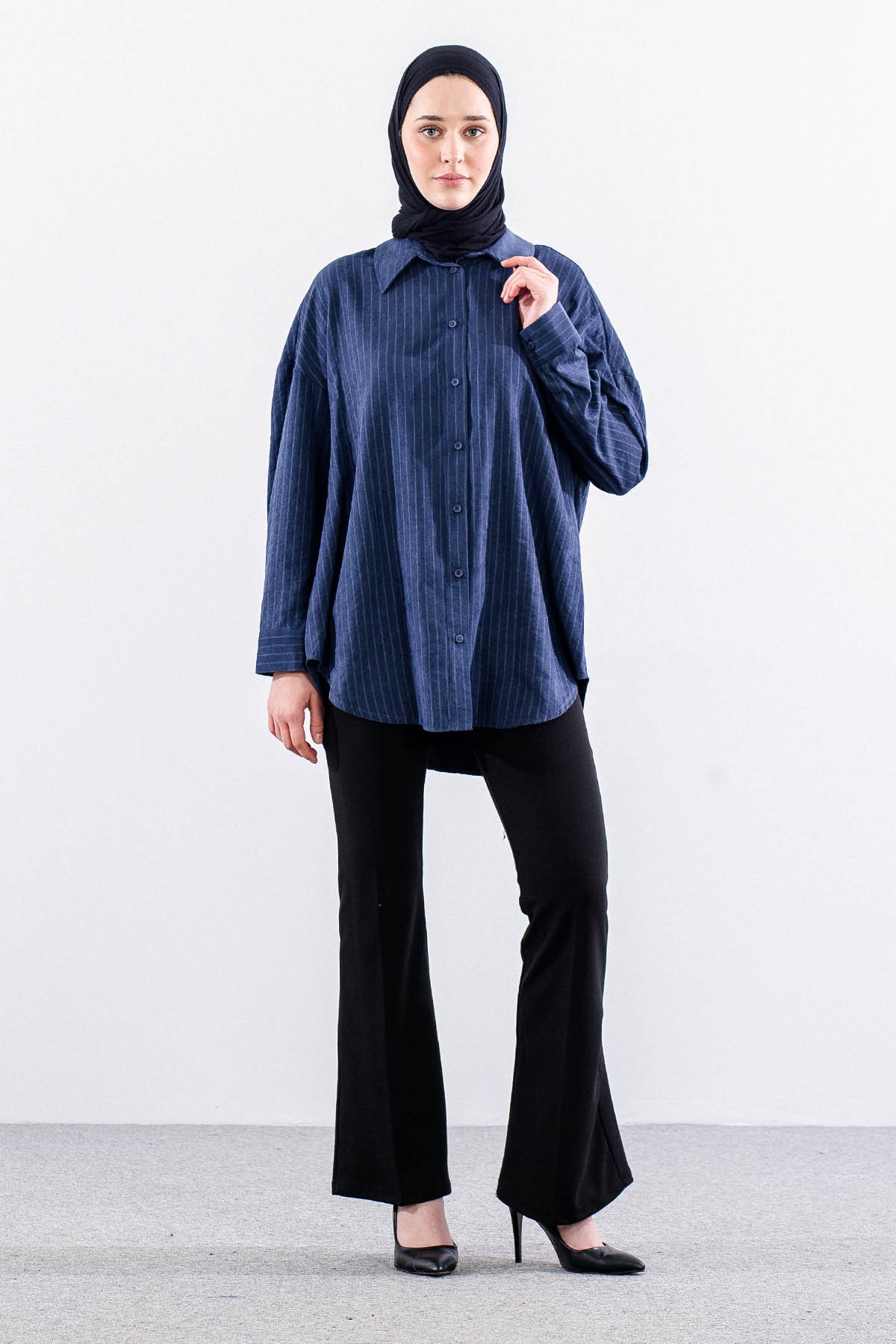 36222 Gömlek Tek Cizgili - Lacivert - 3