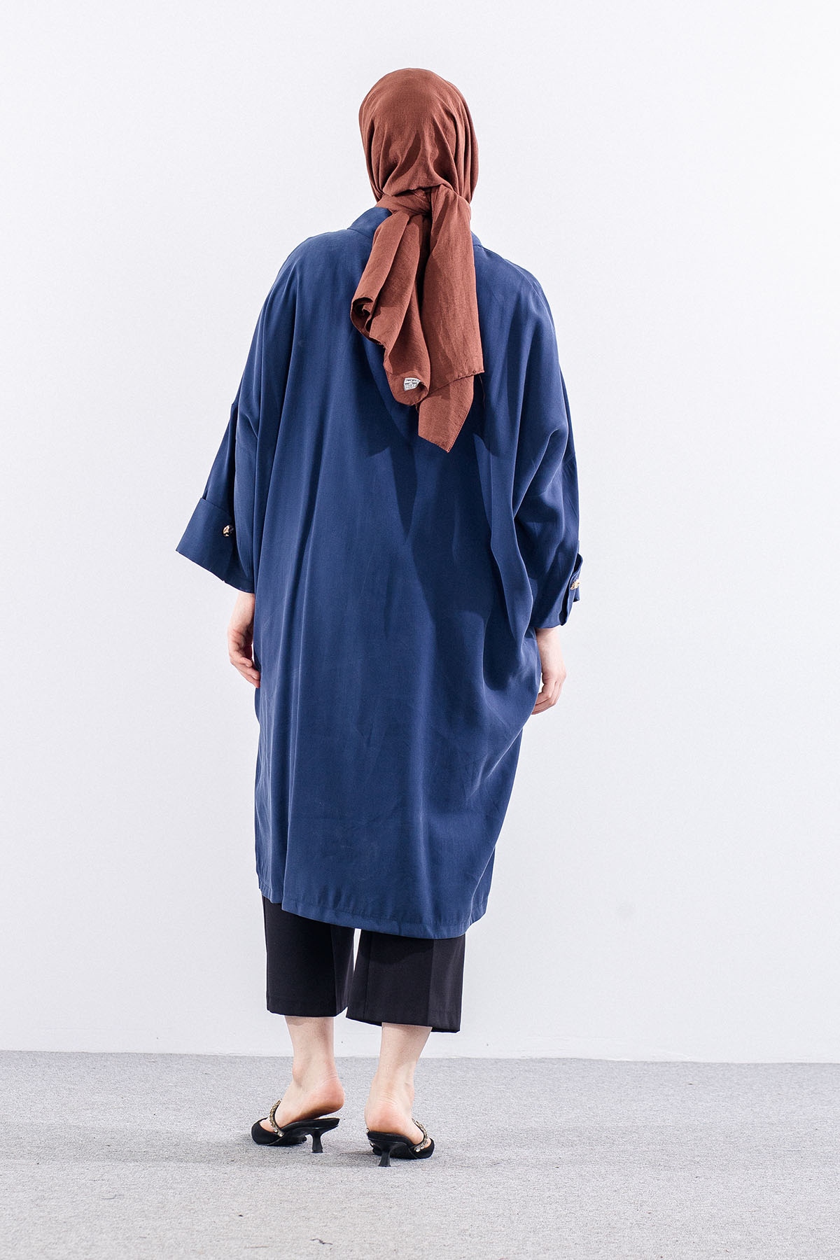 36389 Yarasa Kol Tunik Tek - Lacivert - 4