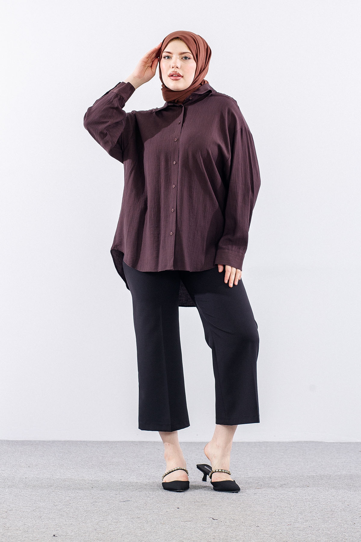 36470 Gömlek Tek - Kahve - 1