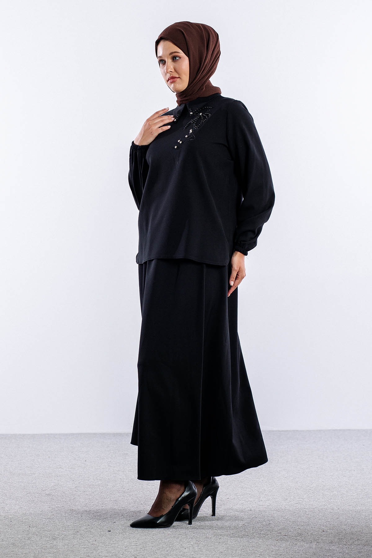 3655 E.takim 42-50  Yaka Tas Isli - Siyah - 4