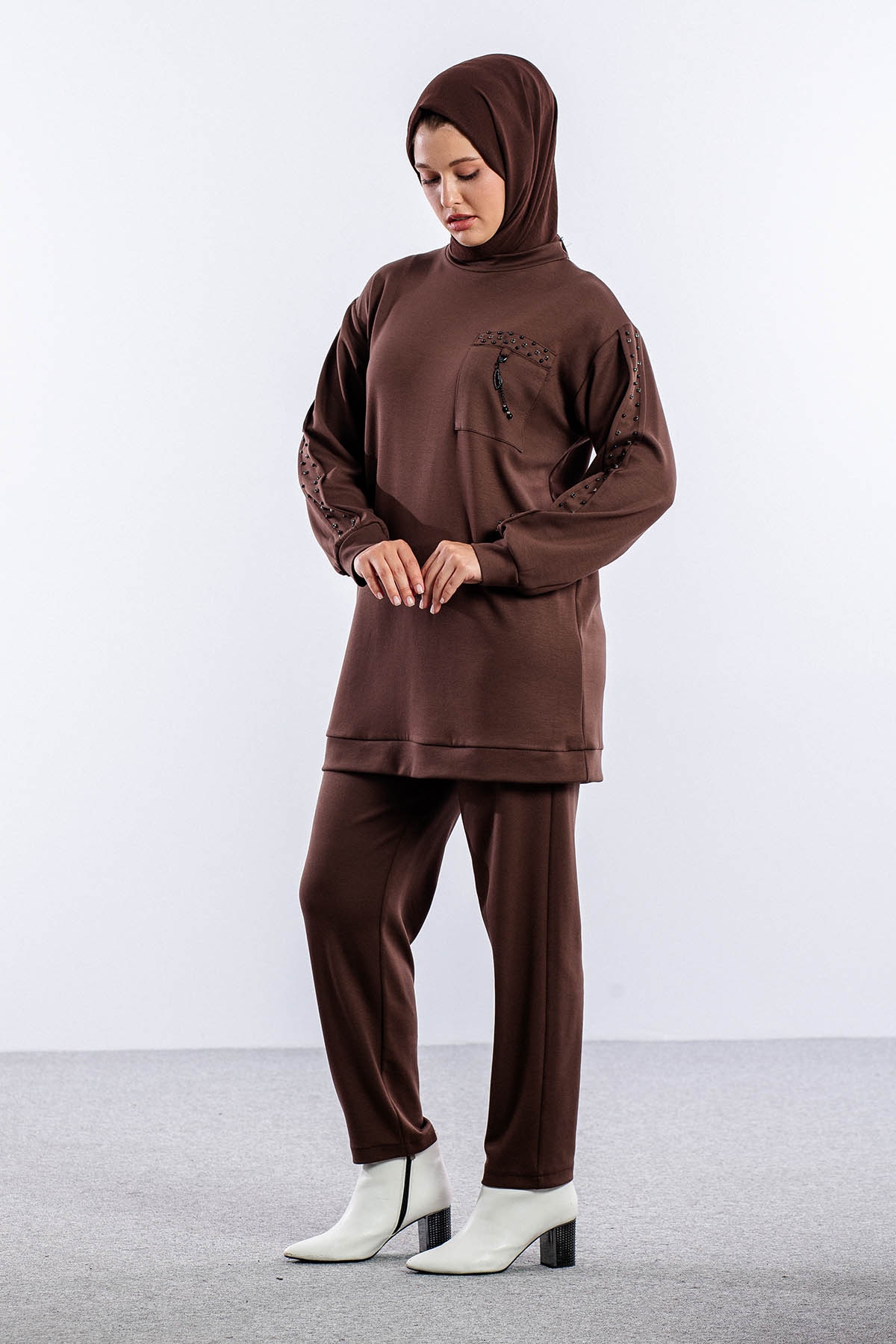 3661 Takim 38-46 Kolu Tas Detay - K_kahve - 3