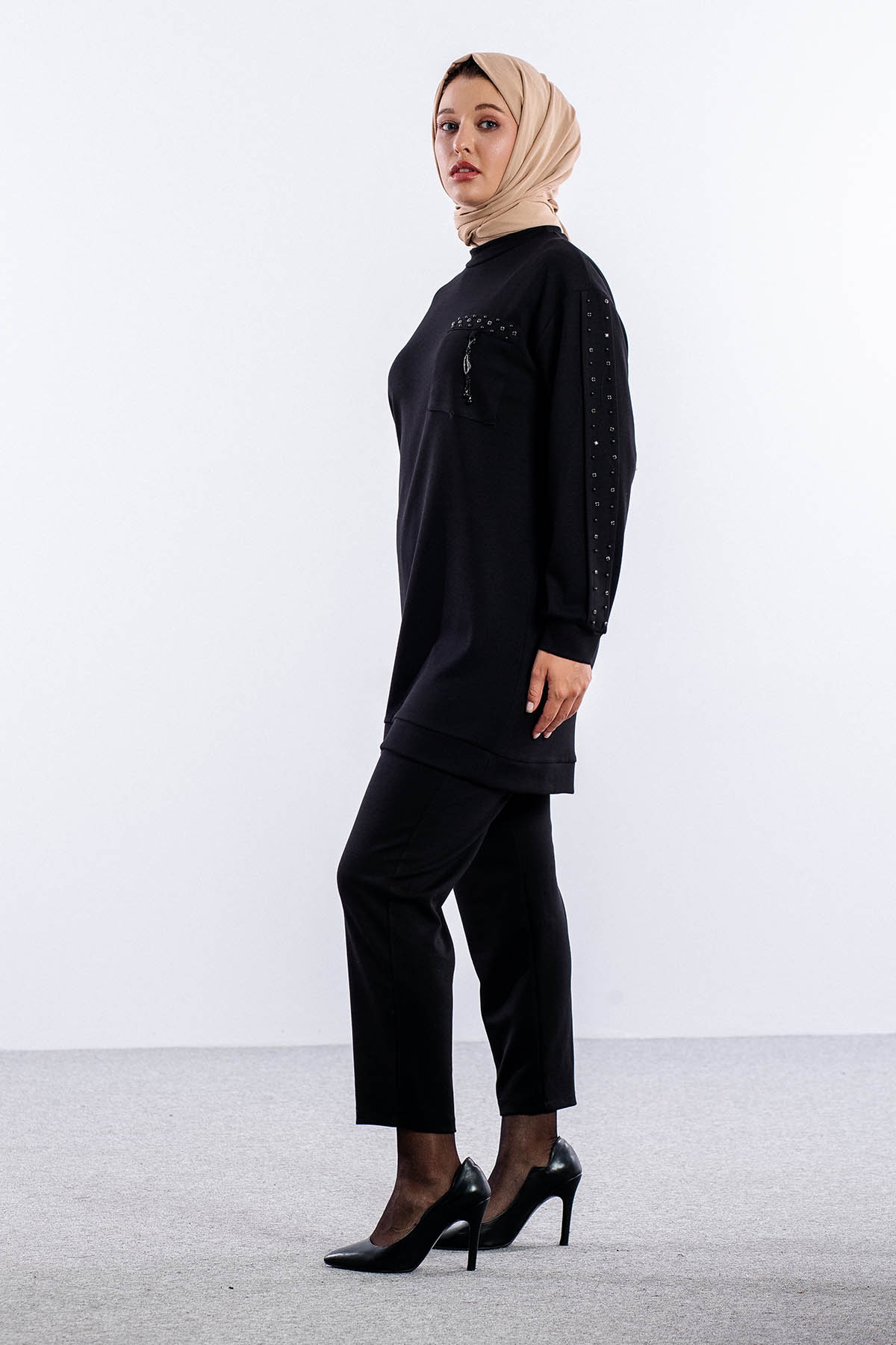 3661 Takim 38-46 Kolu Tas Detay - Siyah - 4