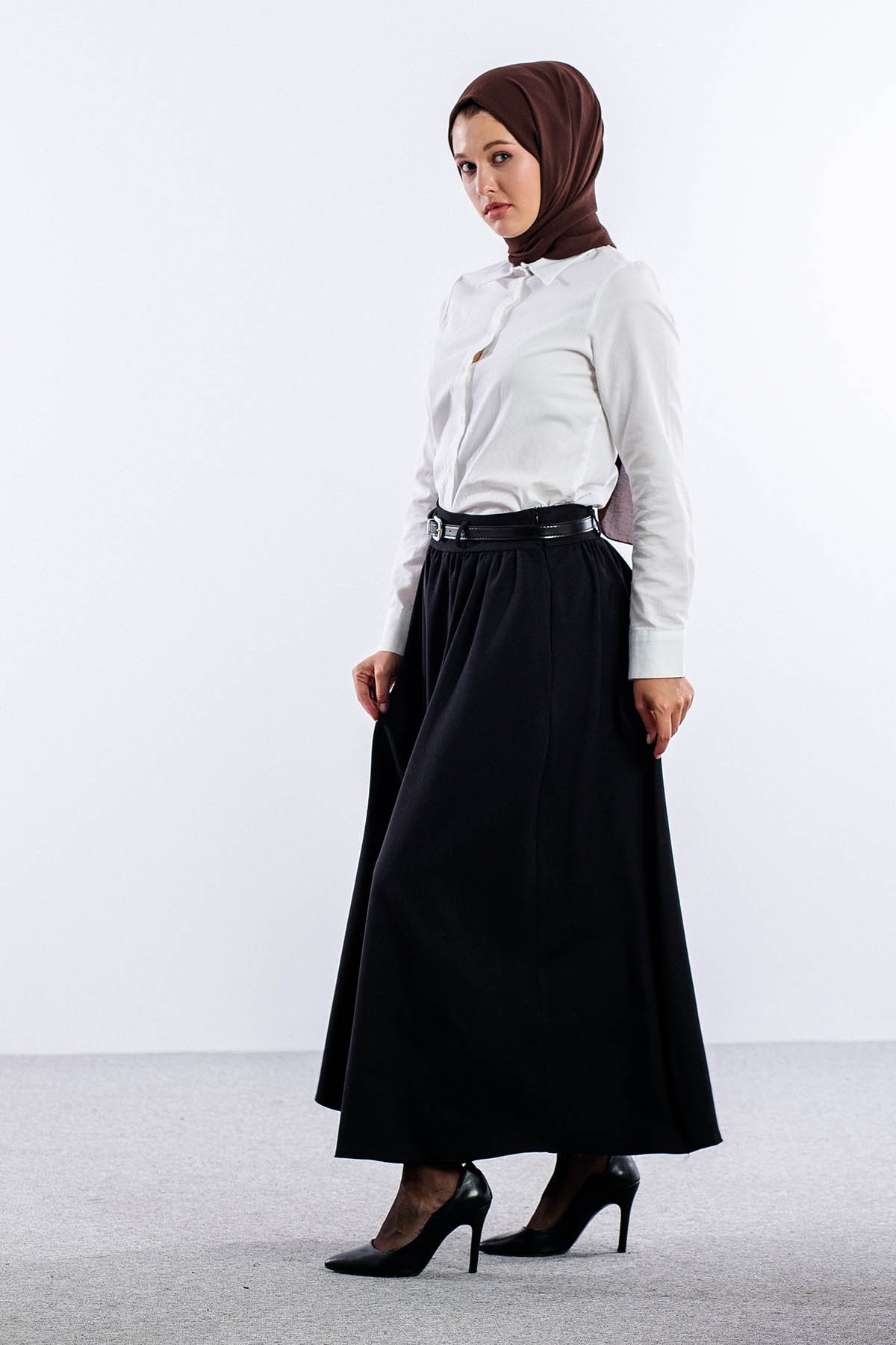 3672 Etek 38-48 Kis Kumas - Siyah - 3