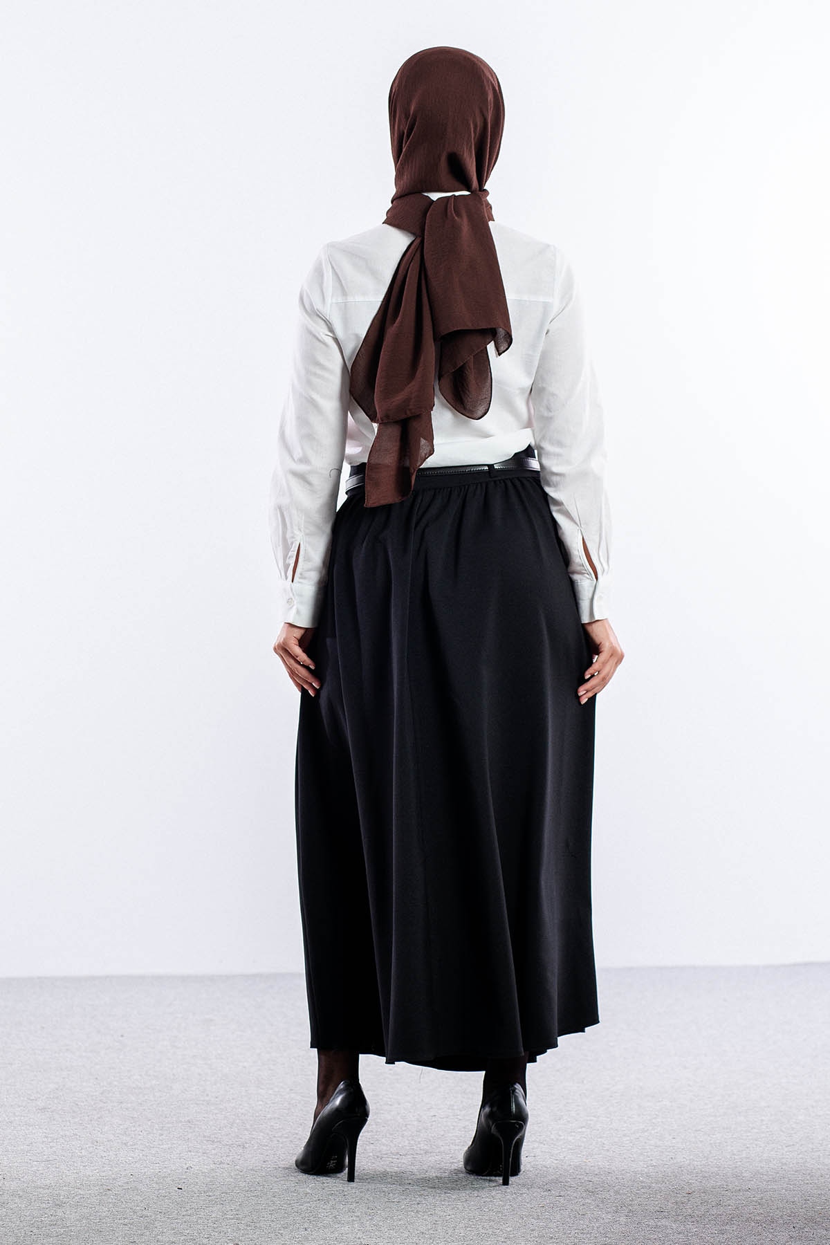 3672 Etek 38-48 Kis Kumas - Siyah - 4