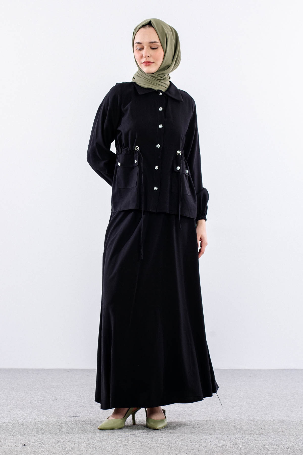 3716 Takim 38-46 Etekli̇ - Siyah - 2