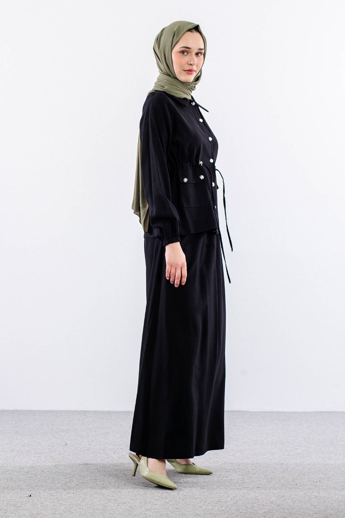 3716 Takim 38-46 Etekli̇ - Siyah - 3