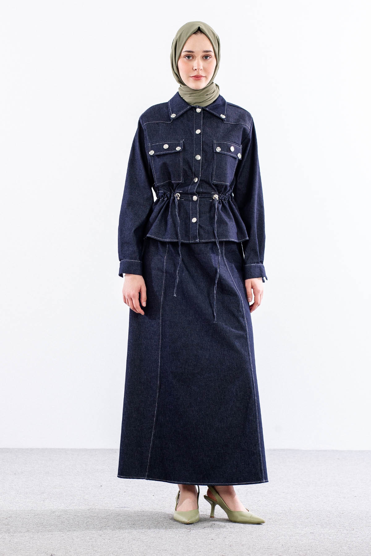 3726 Kot Takim 38-46 Etekli̇ - Lacivert - 1