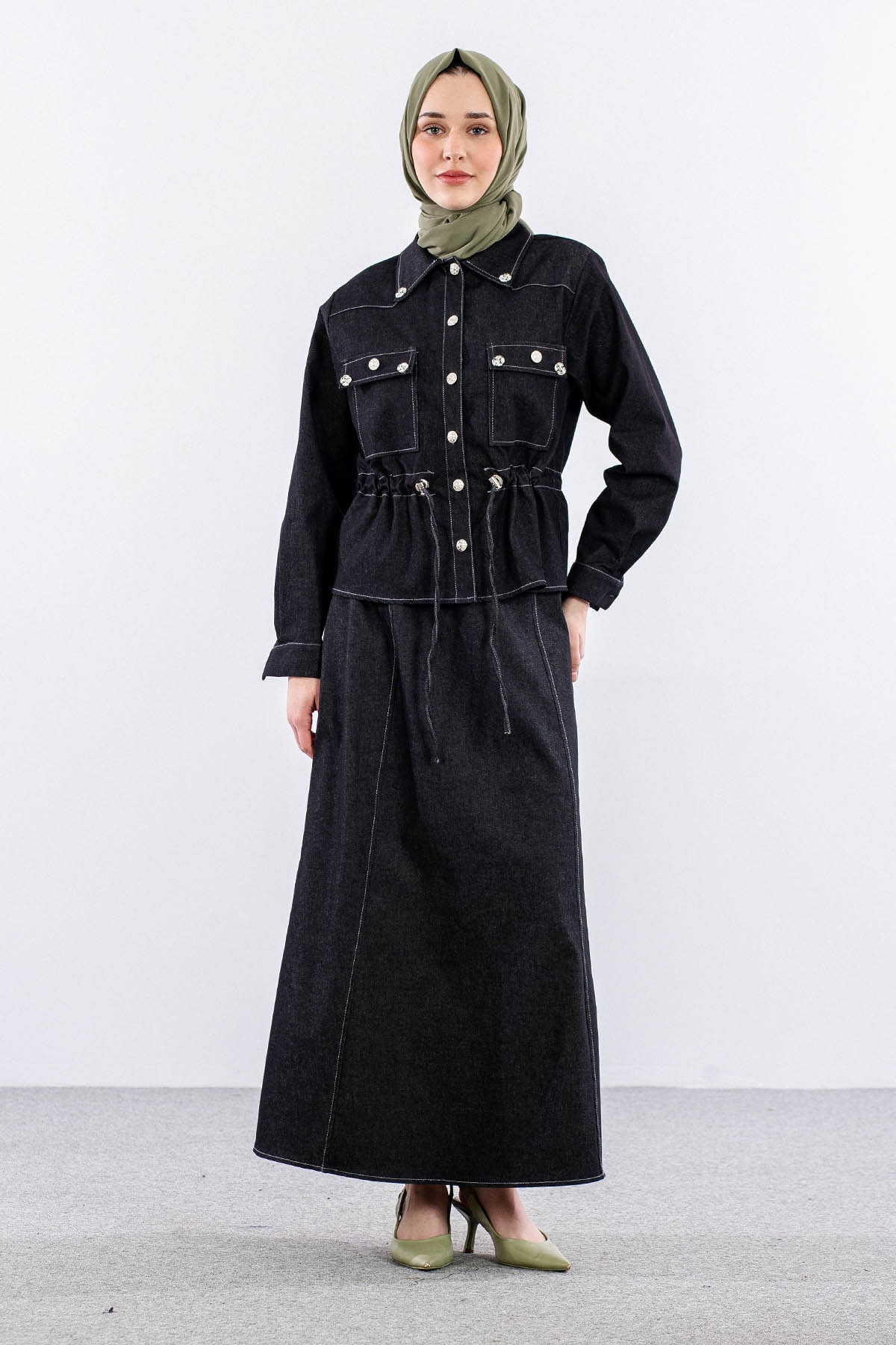 3726 Kot Takim 38-46 Etekli̇ - Siyah - 2