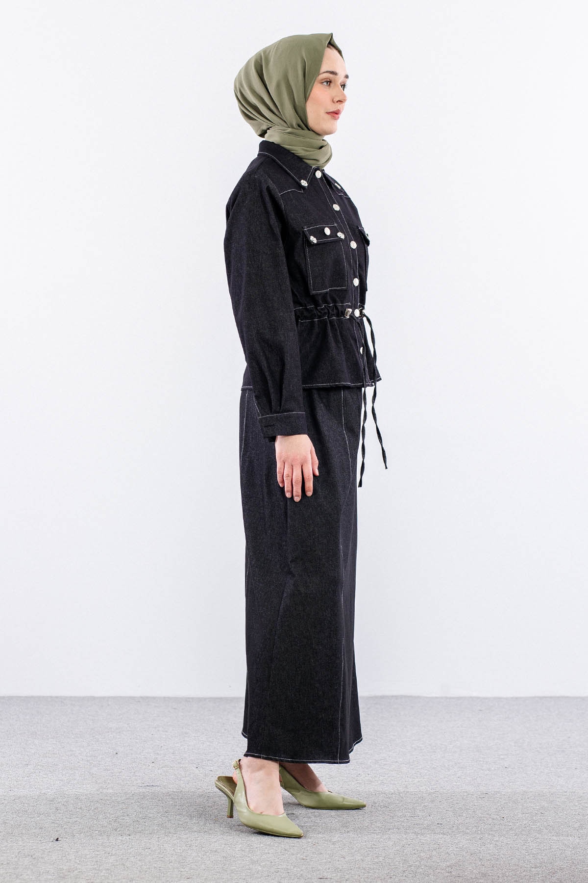 3726 Kot Takim 38-46 Etekli̇ - Siyah - 3